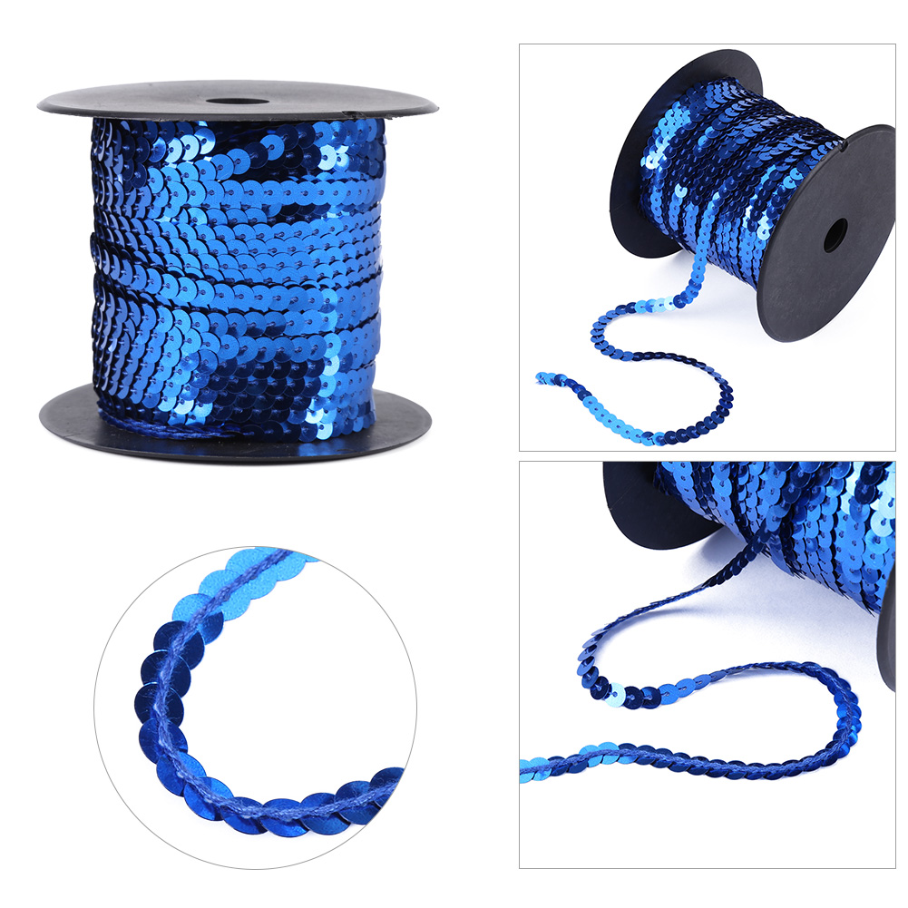 DIY 100 Yards 6mm Shiny Trim Sewing Strings Flat Round Sequins Line Accesso Fit - Picture 8 of 15