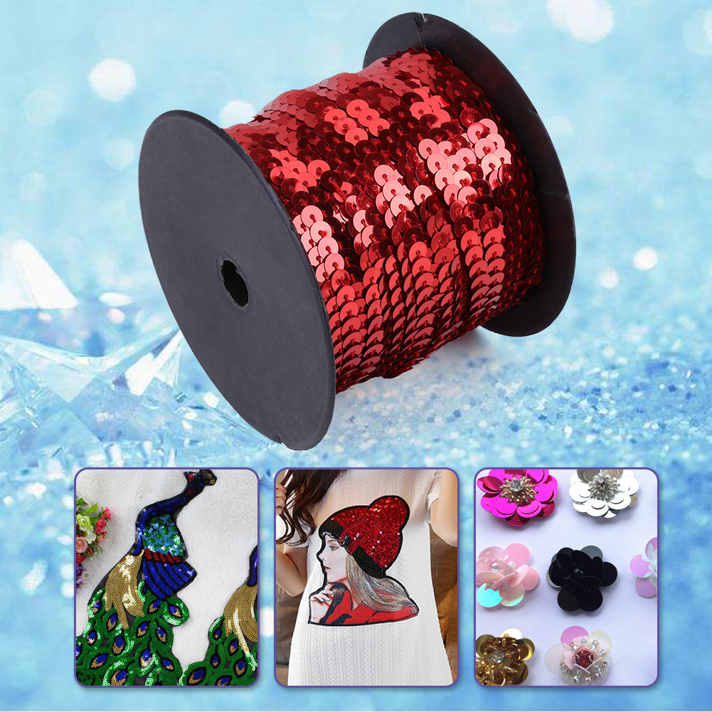 DIY 100 Yards 6mm Shiny Trim Sewing Strings Flat Round Sequins Line Accesso Fit - Picture 12 of 15