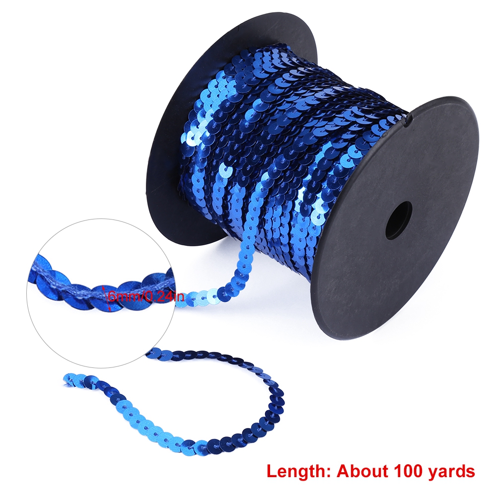 DIY 100 Yards 6mm Shiny Trim Sewing Strings Flat Round Sequins Line Accesso Fit - Picture 7 of 15
