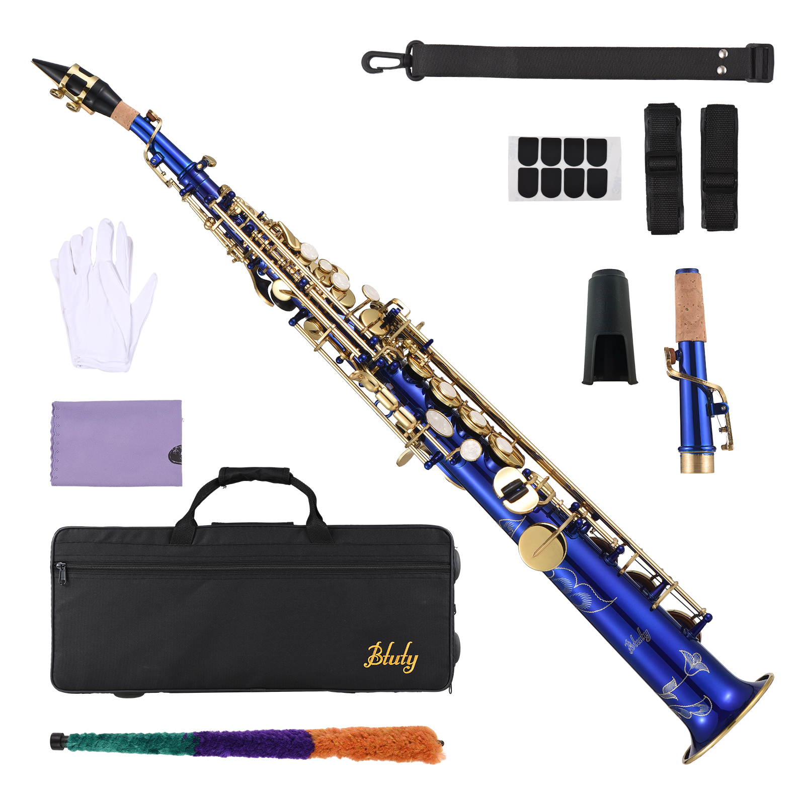 Btuty Brass Straight Soprano Sax Saxophone Bb B Flat Woodwind