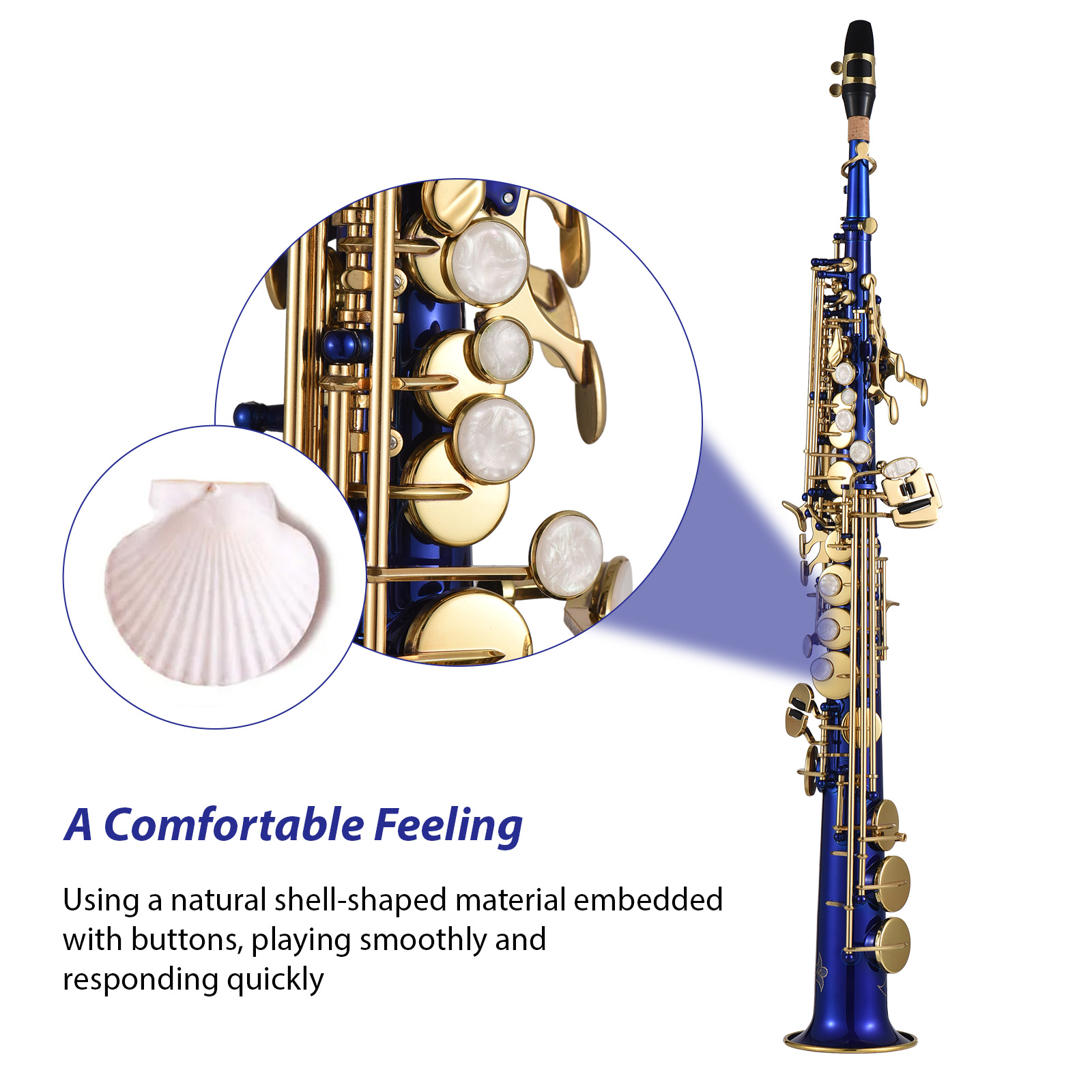 Btuty Brass Straight Soprano Sax Saxophone Bb B Flat Woodwind