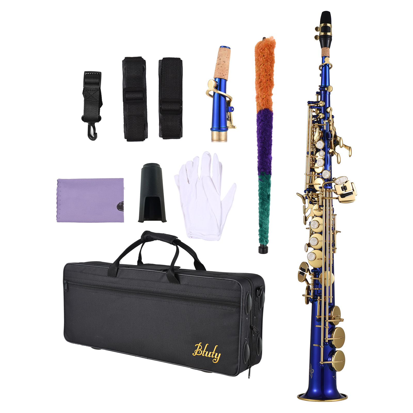 Btuty Brass Straight Soprano Sax Saxophone Bb B Flat Woodwind