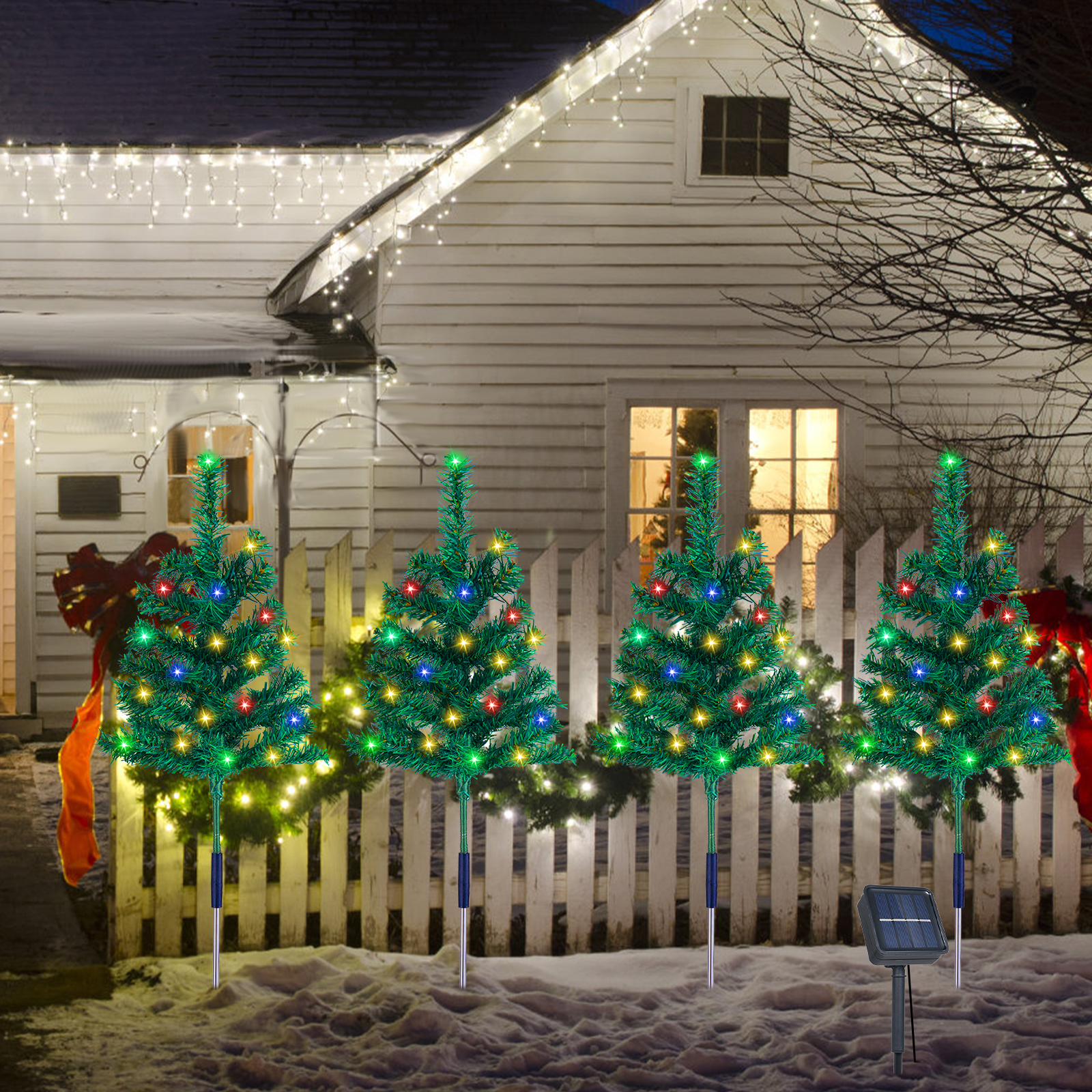 Solar Christmas Tree Lamp Solar-Powered Xmas Ground Lights Lawn Lamp Outdoor
