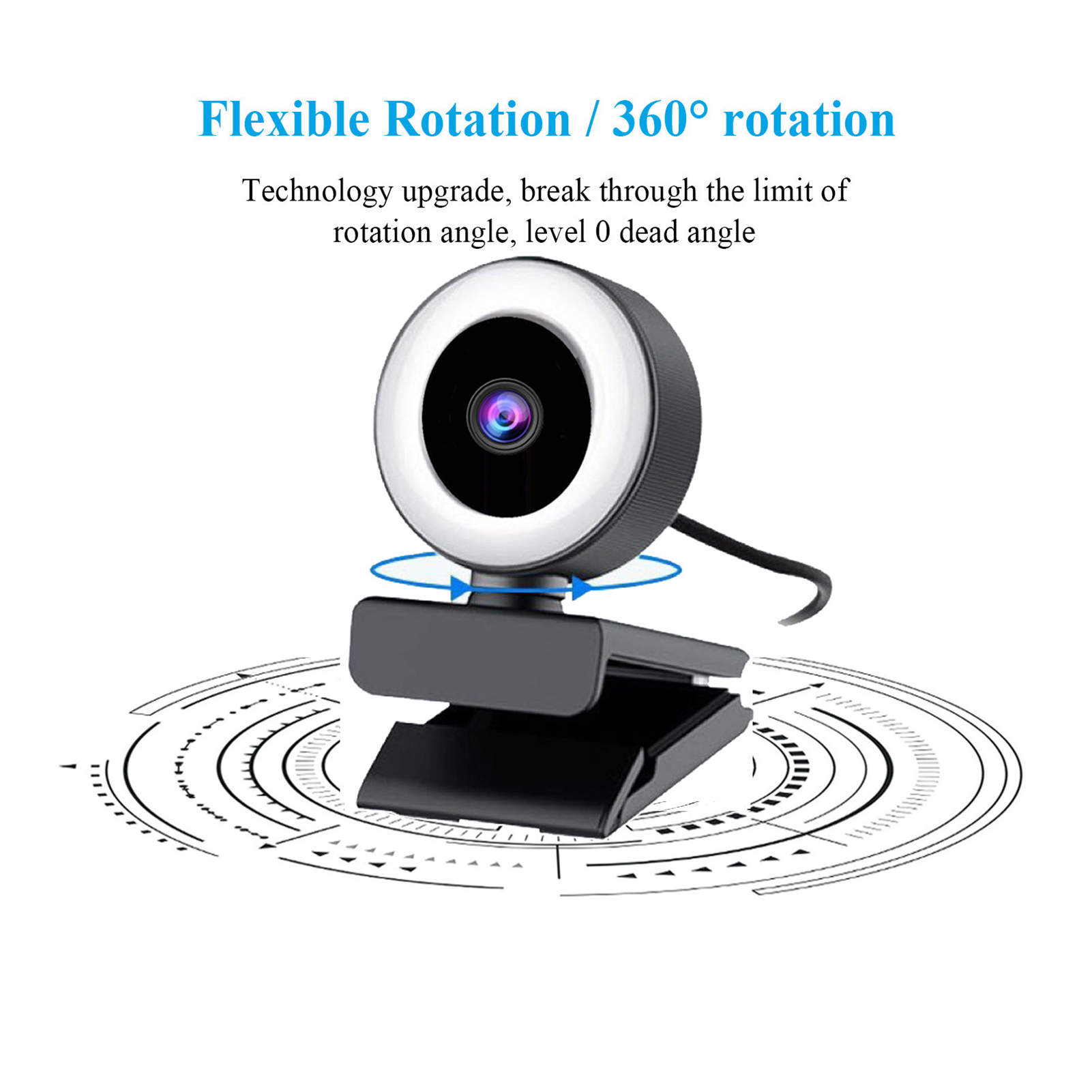 1080P Full HD Webcam AF Web Camera Built In Adjustable Ring Light Auto DY9 - Afbeelding 4 van 9