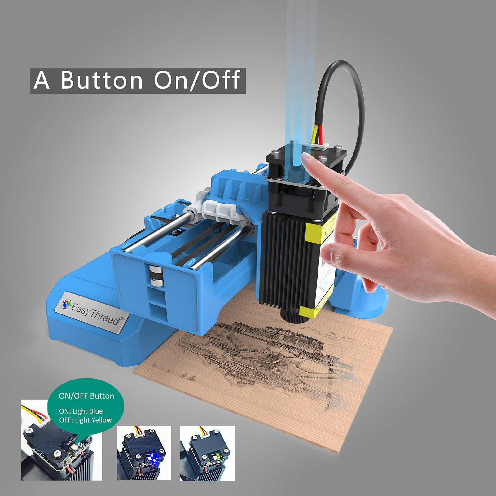 1-Easythreed ETLR002 Mini Engraver 2W Blue Power APP Wireless | eBay
