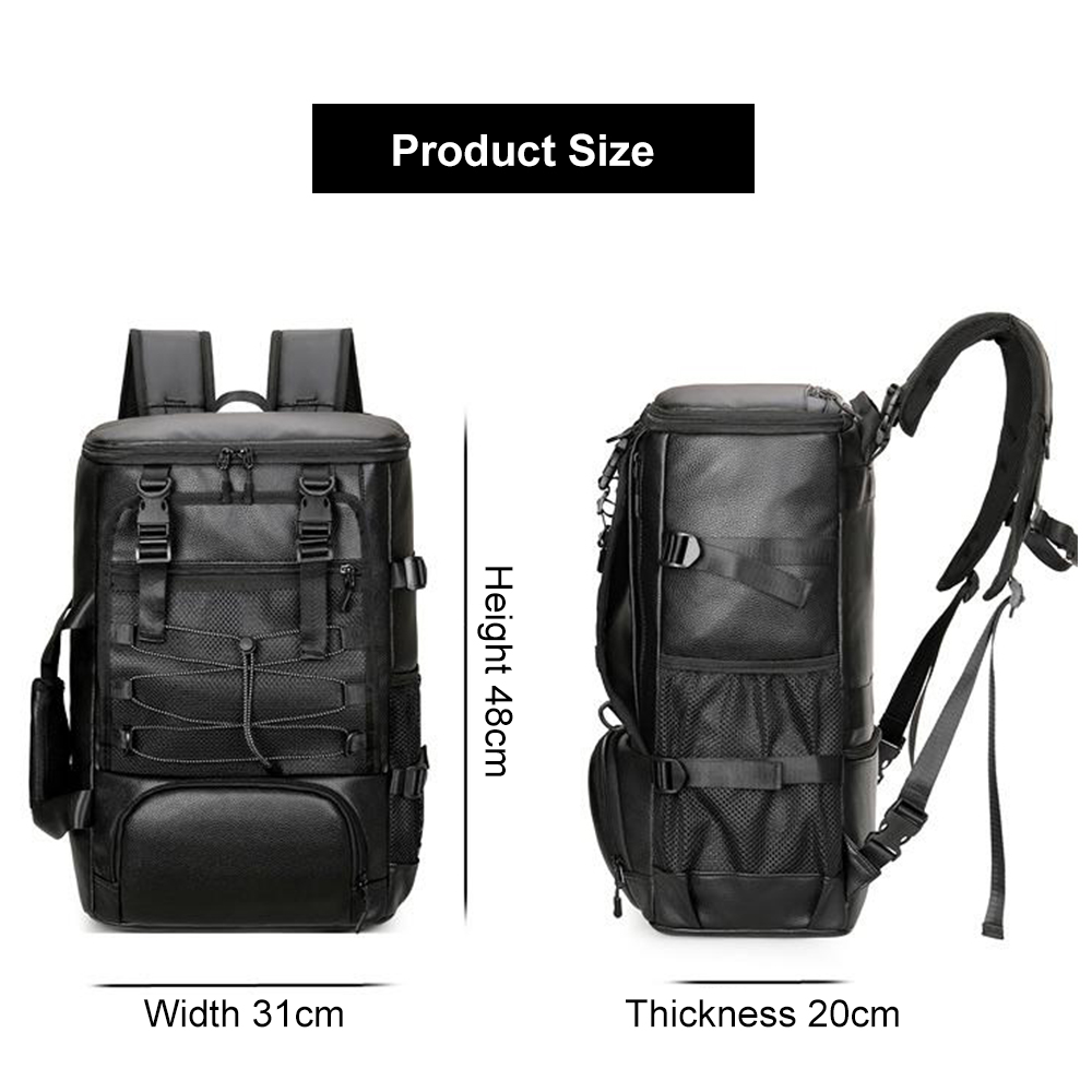 PU Leather Skateboard Backpack Multi-Purpose Fitness Bag Large