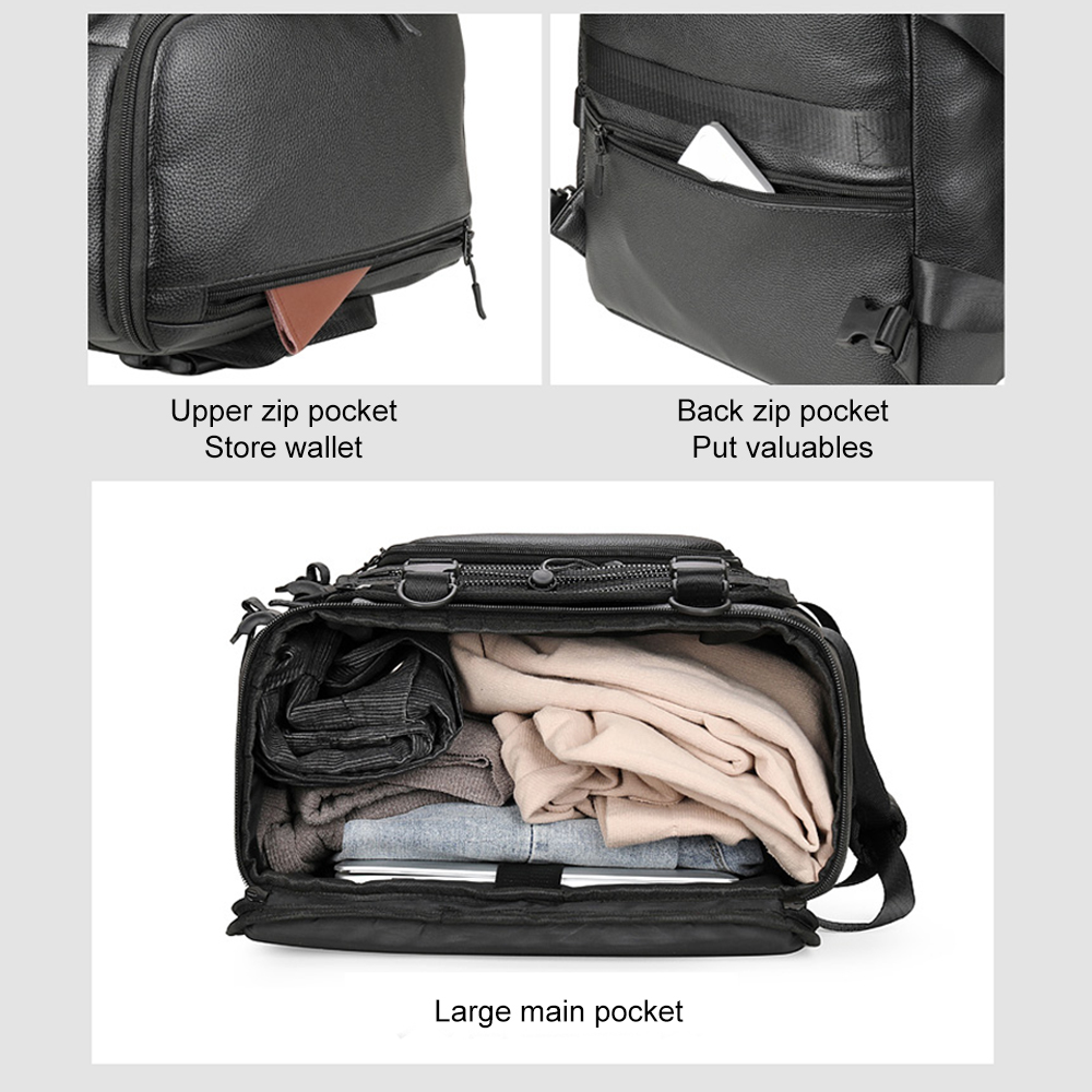 PU Leather Skateboard Backpack Multi-Purpose Fitness Bag Large