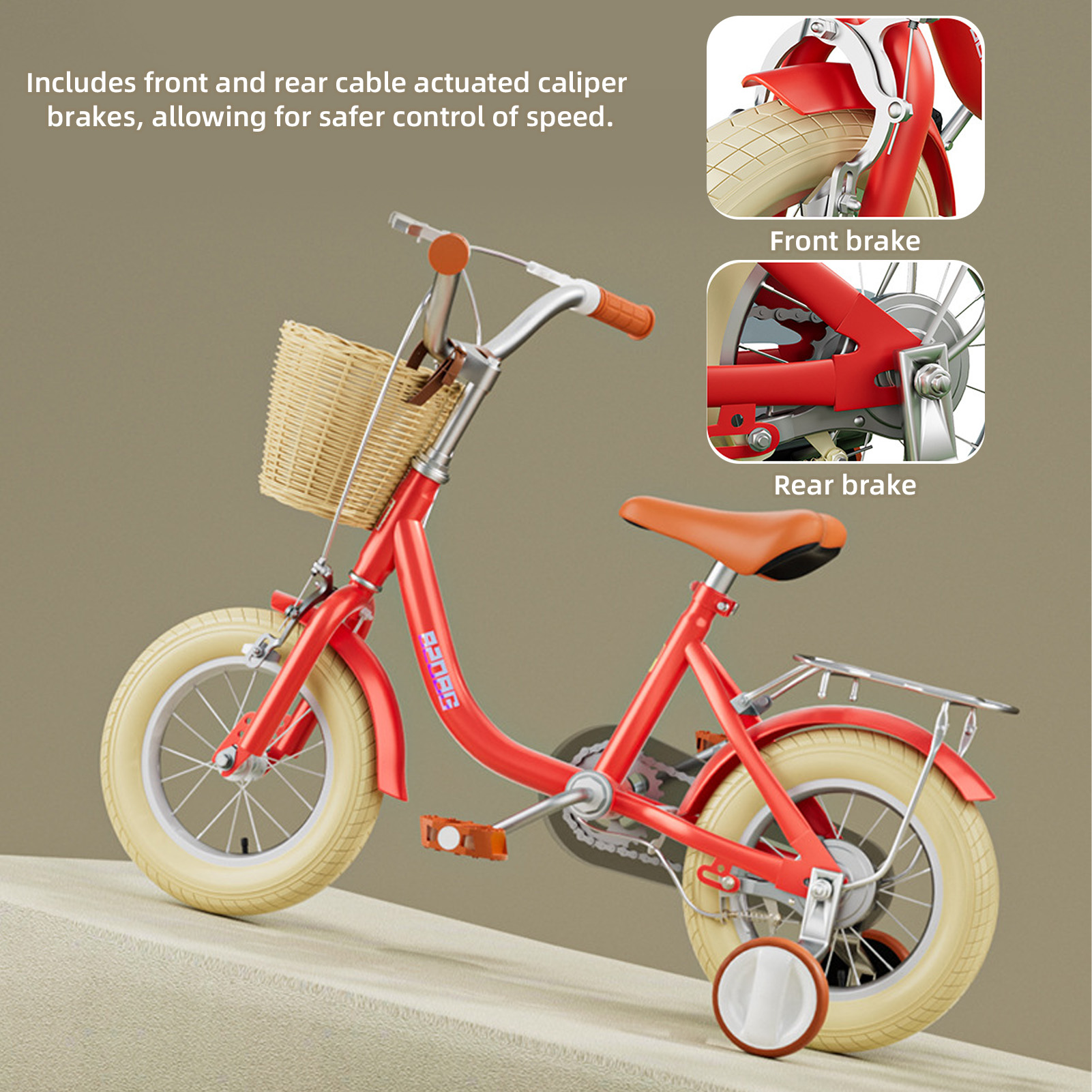 Kids Bikes Beginner Training Bike With Training Wheels Front Rear Brake HHJM - Bild 3 von 12