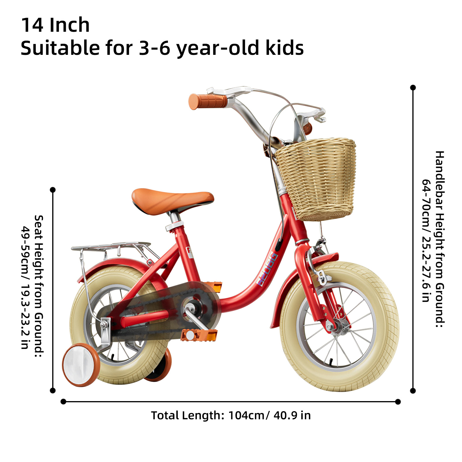 Kids Bikes Beginner Training Bike With Training Wheels Front Rear Brake HHJM - Bild 12 von 12