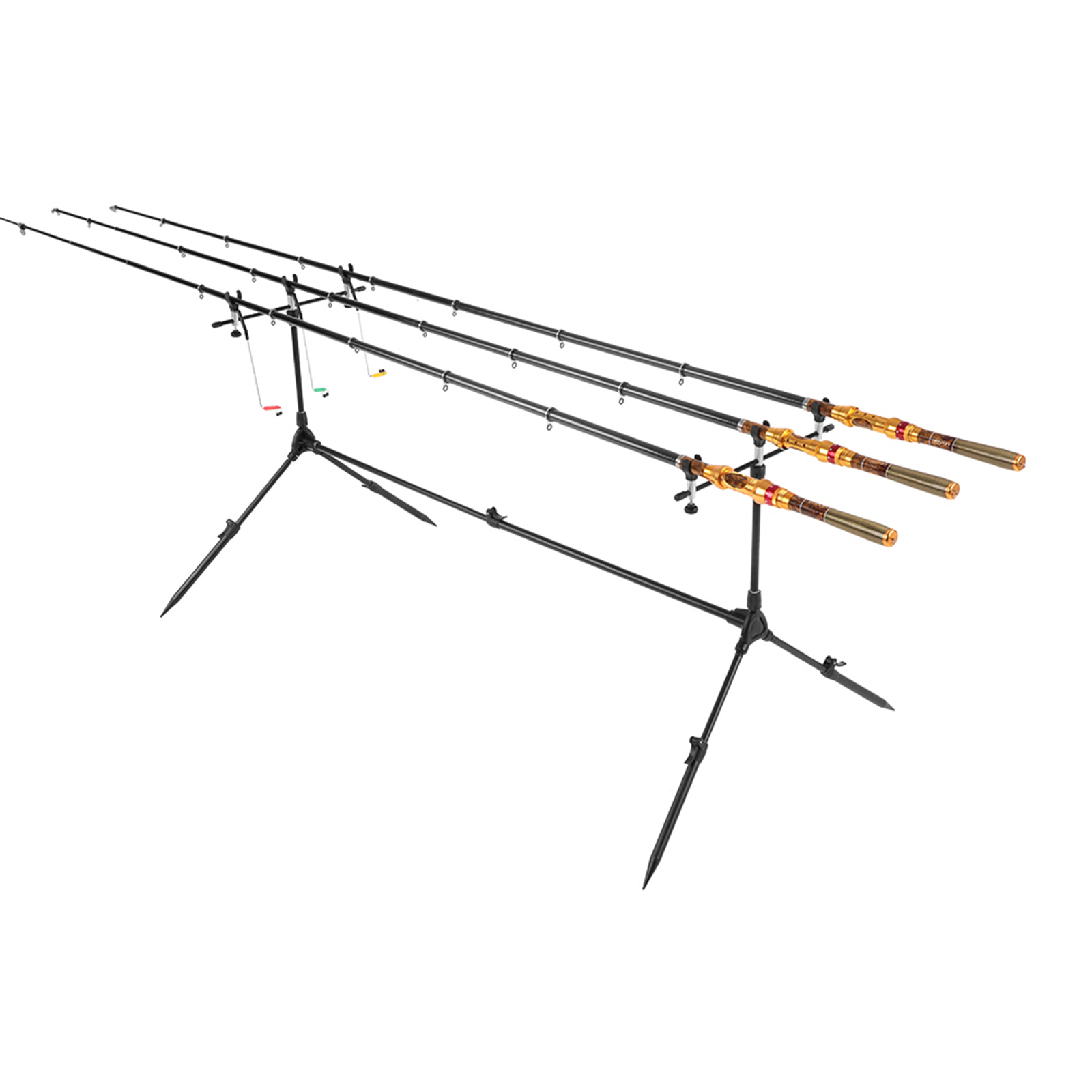 Foldable Fishing Rod Pod Lightweight Aluminum with 3 Bite Alarms Complete  Kit | eBay