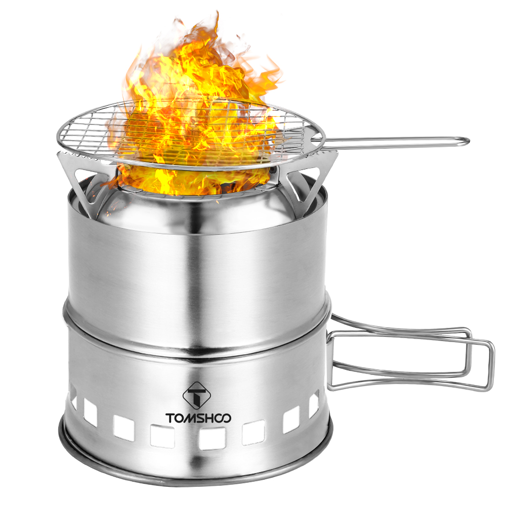 TOMSHOO Estufa de Leña para Camping Estufas de Acero Inoxidable Mini Estufa de Barbacoa Portátil - Imagen 21 de 23