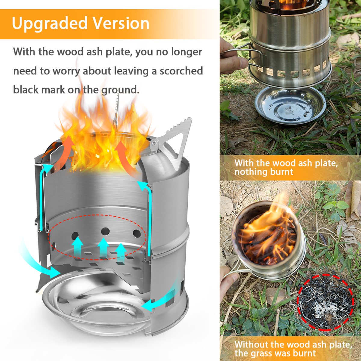 TOMSHOO Estufa de Leña para Camping Estufas de Acero Inoxidable Mini Estufa de Barbacoa Portátil - Imagen 22 de 23