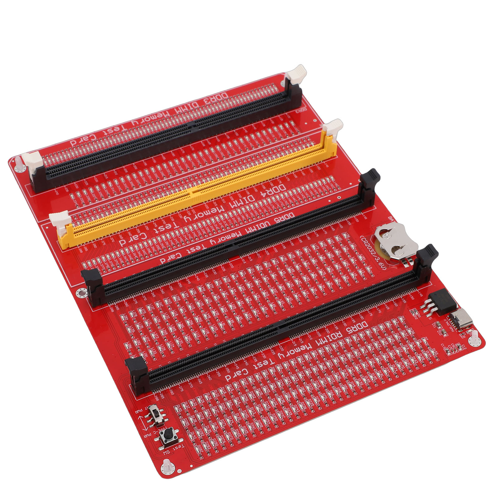 DDR4 Memory Tester, 4-in-1 RAM Memory Diagnostic Analyzer with Light DDR4 Memory Test Card for Desktop DDR3 DDR4 DDR5UDMM DDR5RDIMM