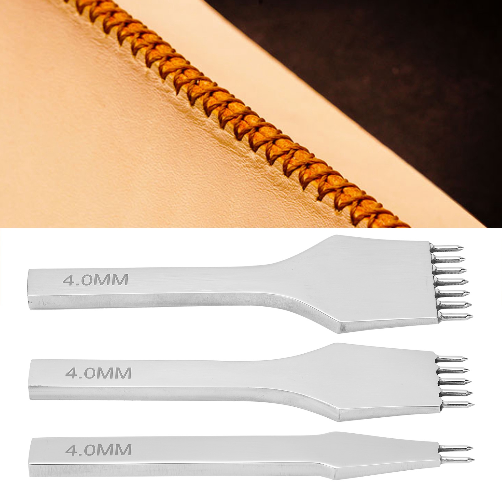Leather Prong Punch Row Chisel Steel Punching Stitching Craft DIY Tool 4mm - Picture 30 of 33