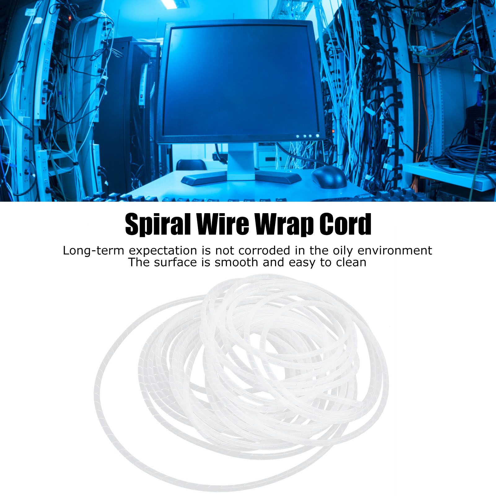 Spiral Wire Wrap Cord Sleeve Hose Cable Organizer Holder Management White - Picture 32 of 33