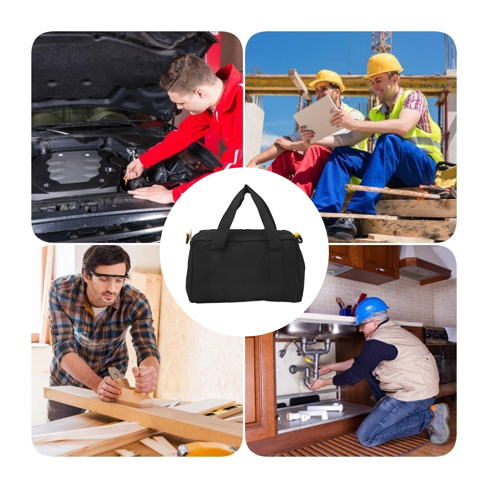 Electrician Tool Pouch Wide Mouth LargeCapacity Waterproof Canvas Tool Bag Black - Picture 17 of 21