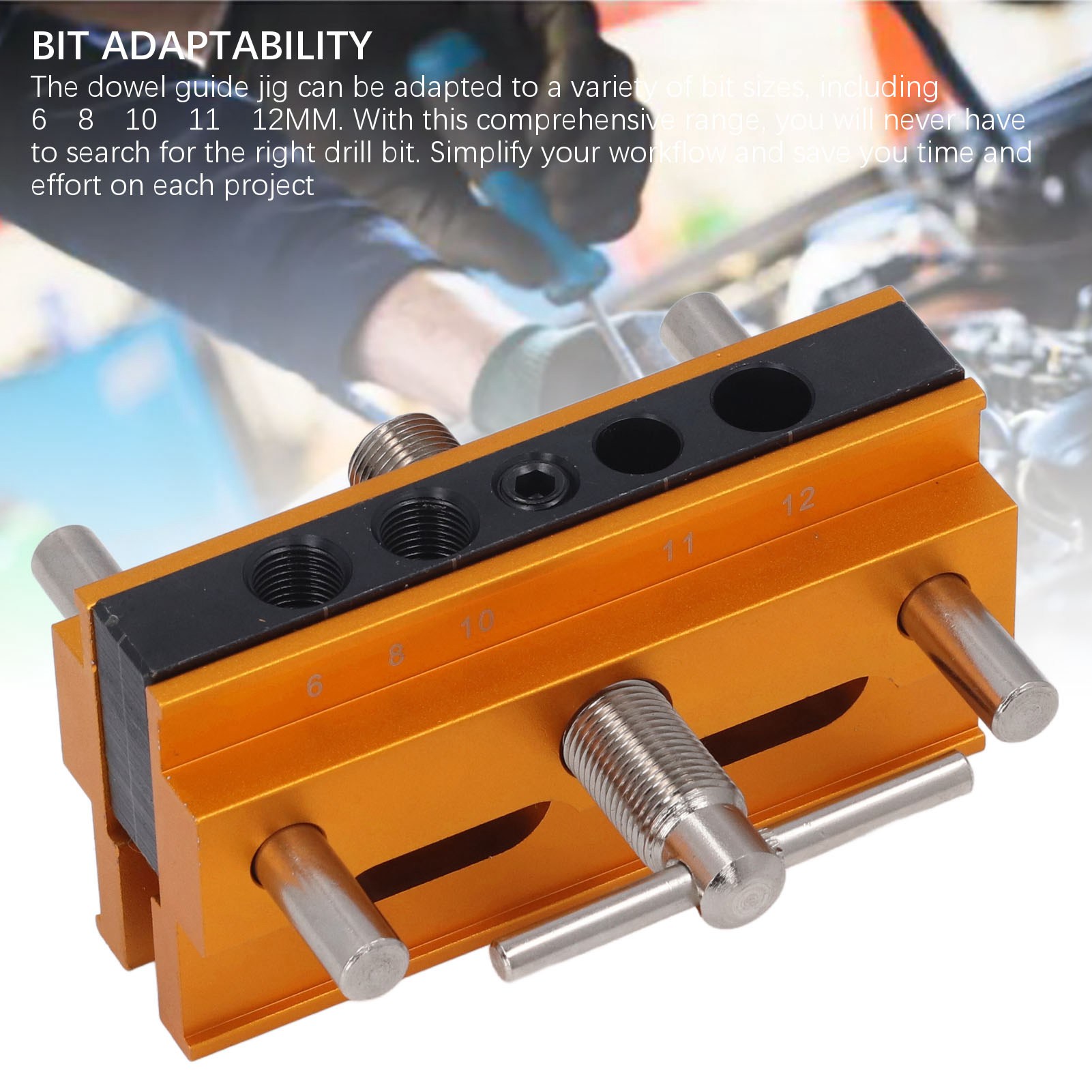Self Centering Doweling Jig Kit Metric Adjustable Width Drilling Guide 6Bushings