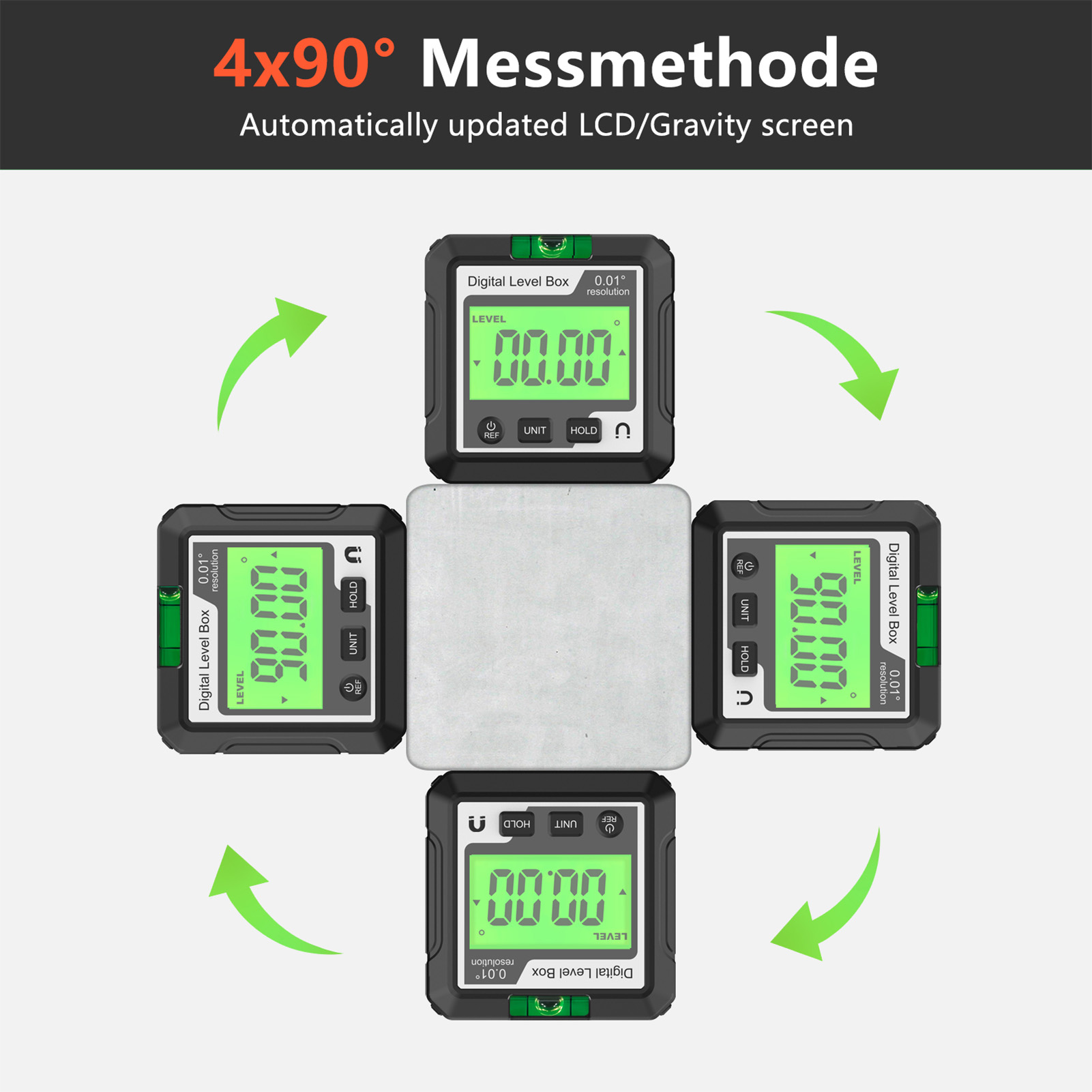 Digital Angle Finder 4x90 Degree Range Digital Level Box Angle Gauge With