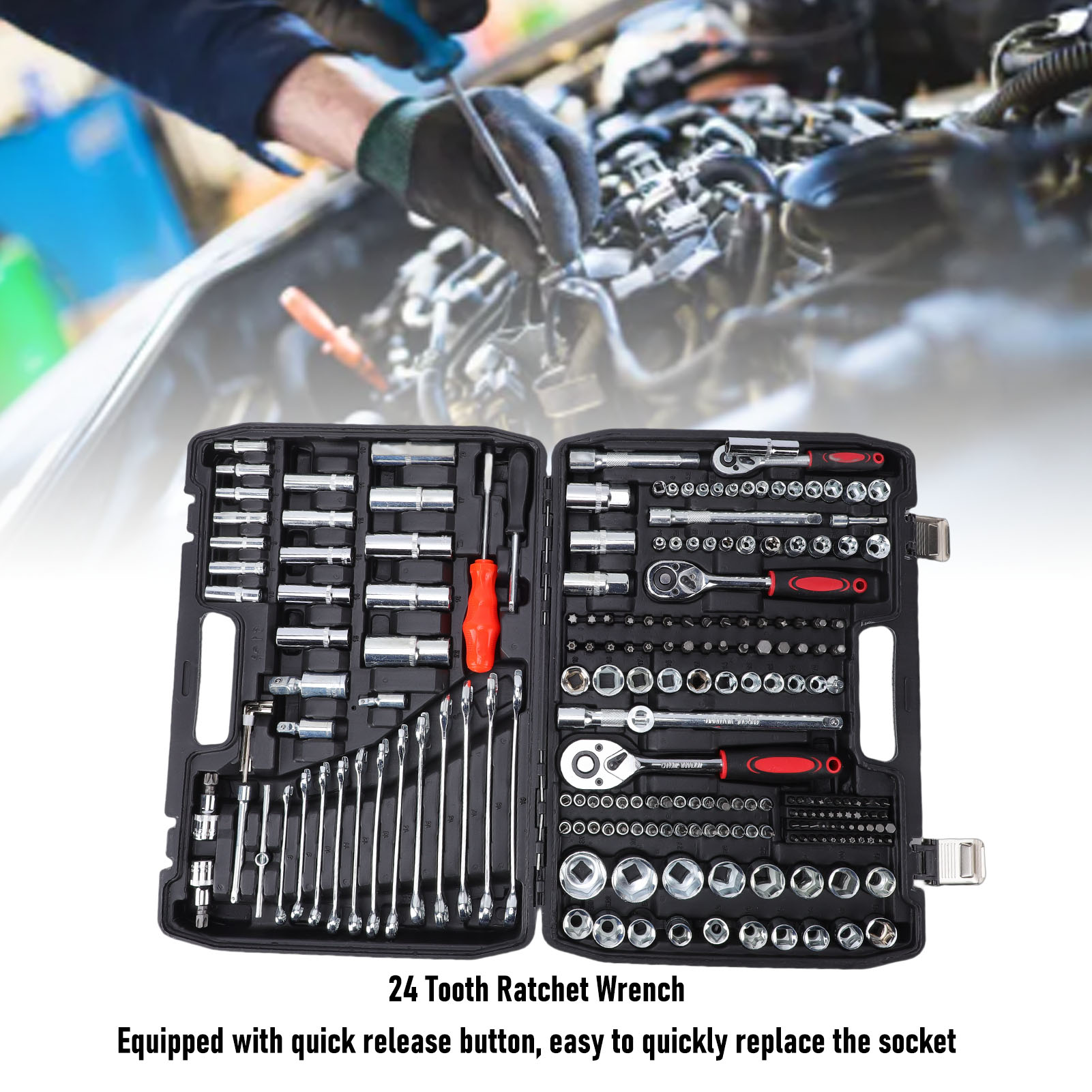 メンテナンス Sokcket wrench set 216Pcs Socket Wrench Set 1/21/43/8 Drive Vertical Ratchet