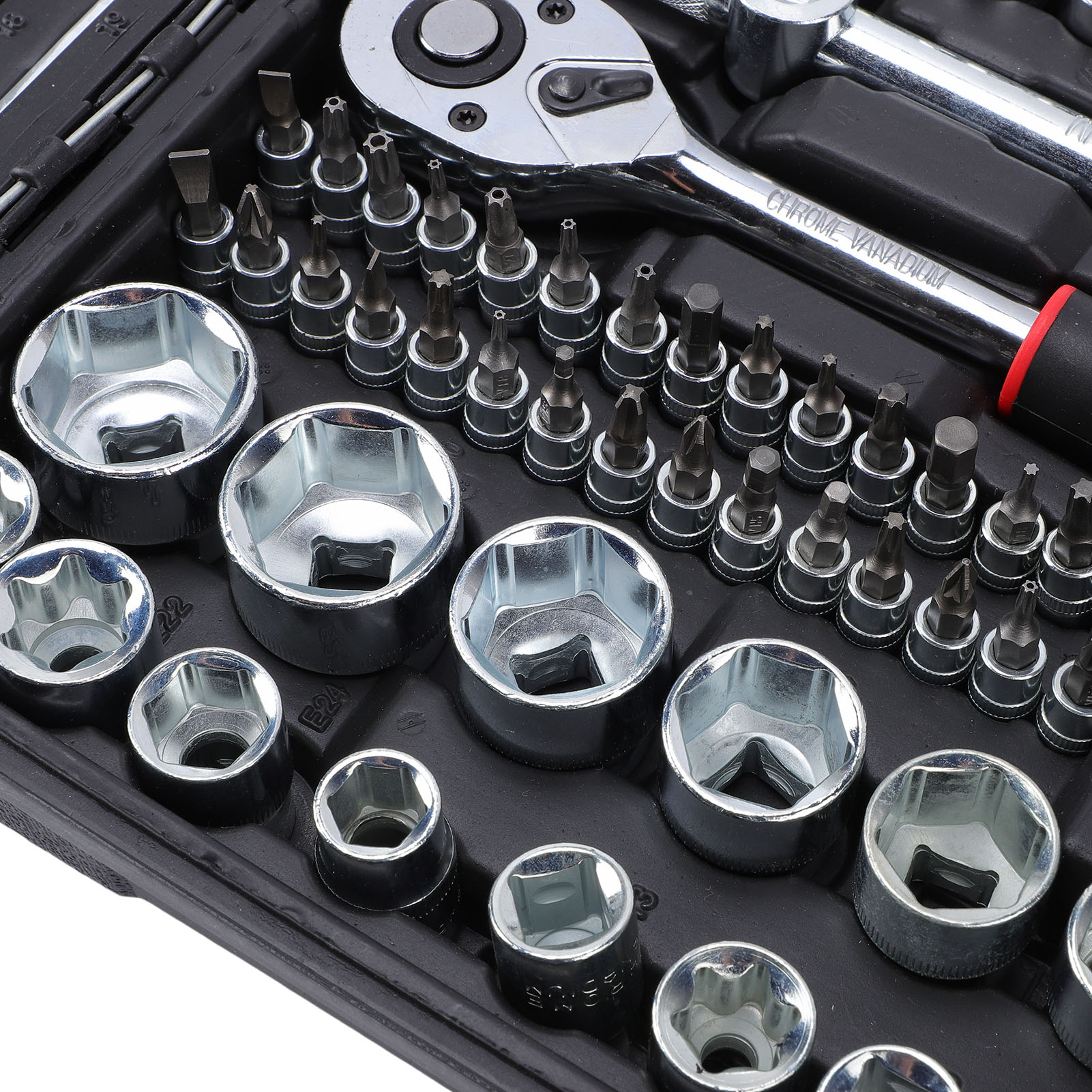 216Pcs Socket Wrench Set 1/21/43/8 Drive Vertical Ratchet
