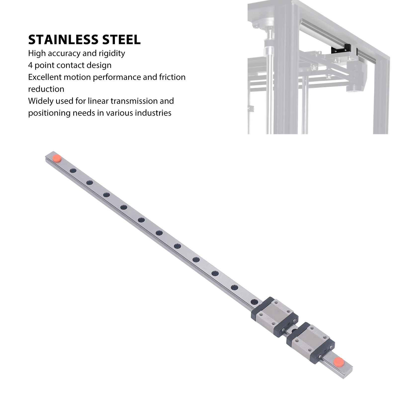 High Accuracy Stainless Steel Linear Guide Rail with 2 Sliders for 3D Printer - Picture 18 of 21