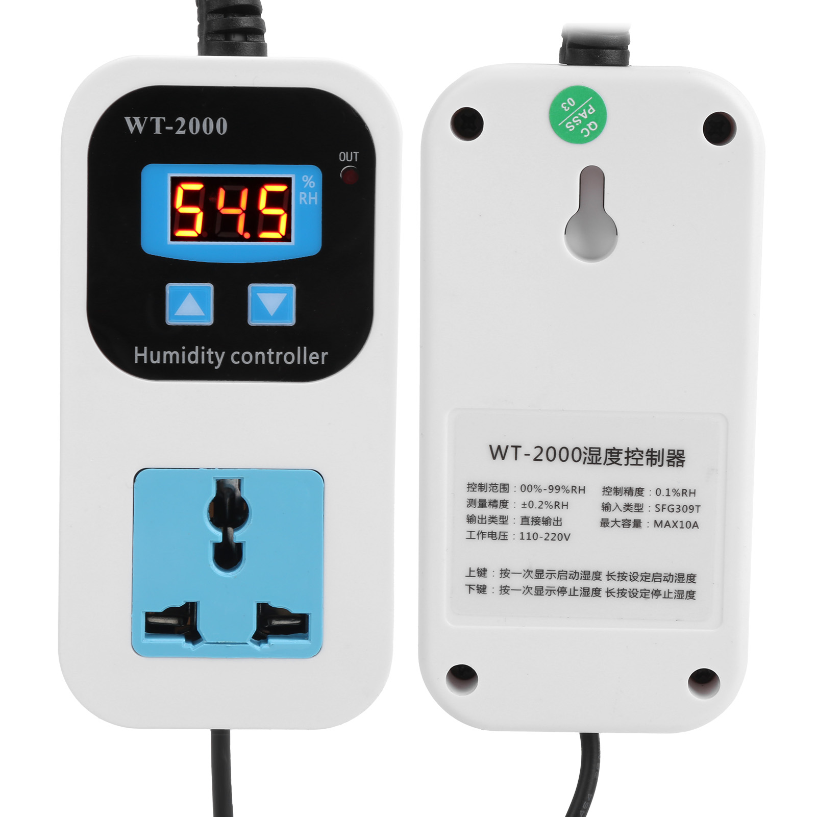 Digital Humidity Controller Humidify Dehumidification Switch Socket 0%~99%RH