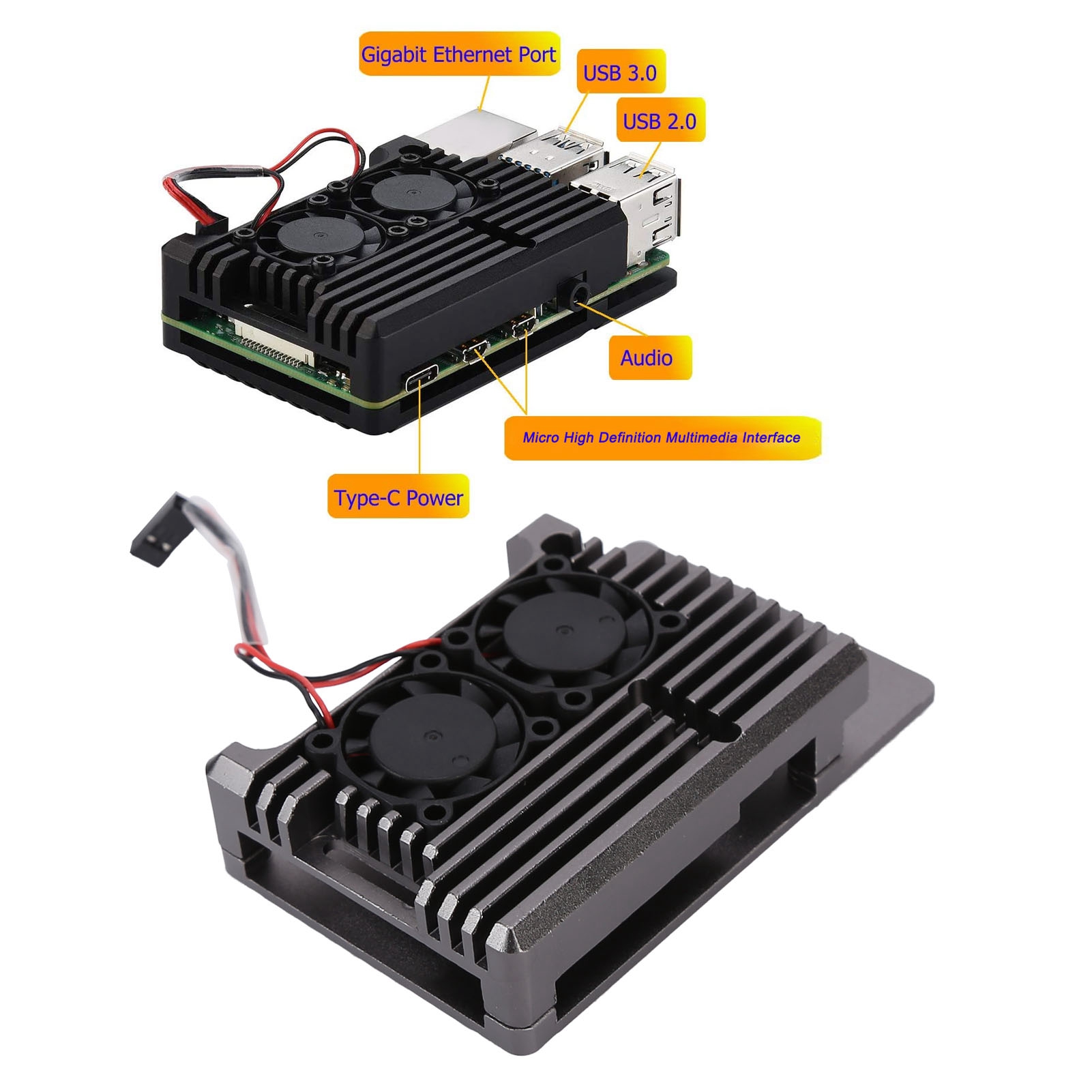 Aluminum Alloy Cooling Case Enclosure With Fan For 4 B Model♡ - Afbeelding 27 van 28