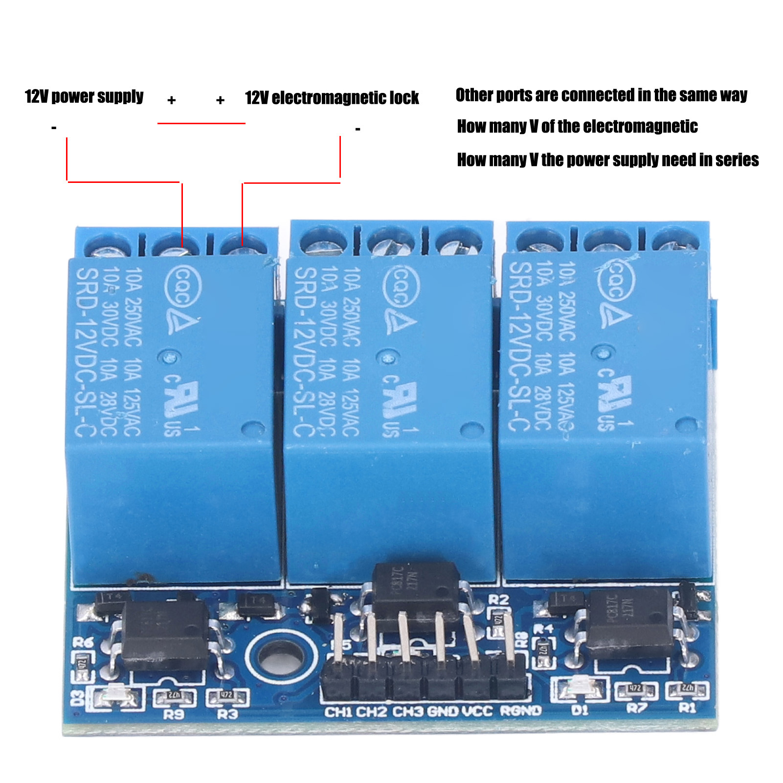 3 Channel Relay Module High Voltage Relay Board With Isolated Optocoupler High