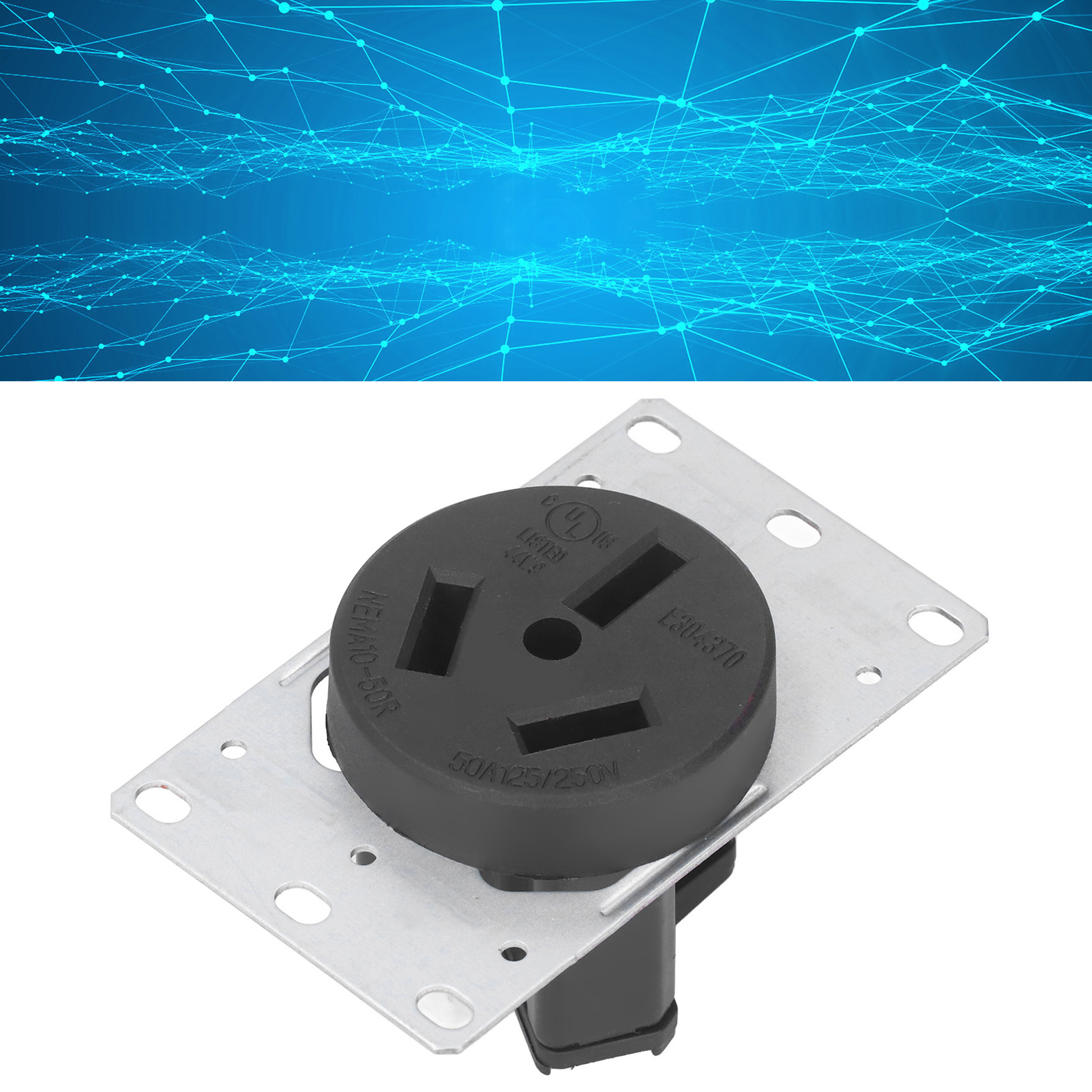 50A 125V 250V NEMA 10-50R Receptacle Outlet With Brass Contacts PA66 Plastic - Picture 5 of 22
