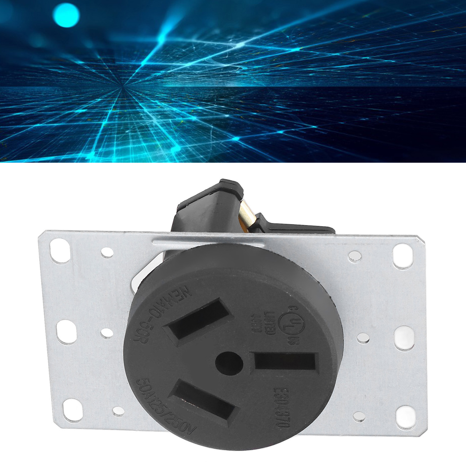50A 125V 250V NEMA 10-50R Receptacle Outlet With Brass Contacts PA66 Plastic - Picture 8 of 22