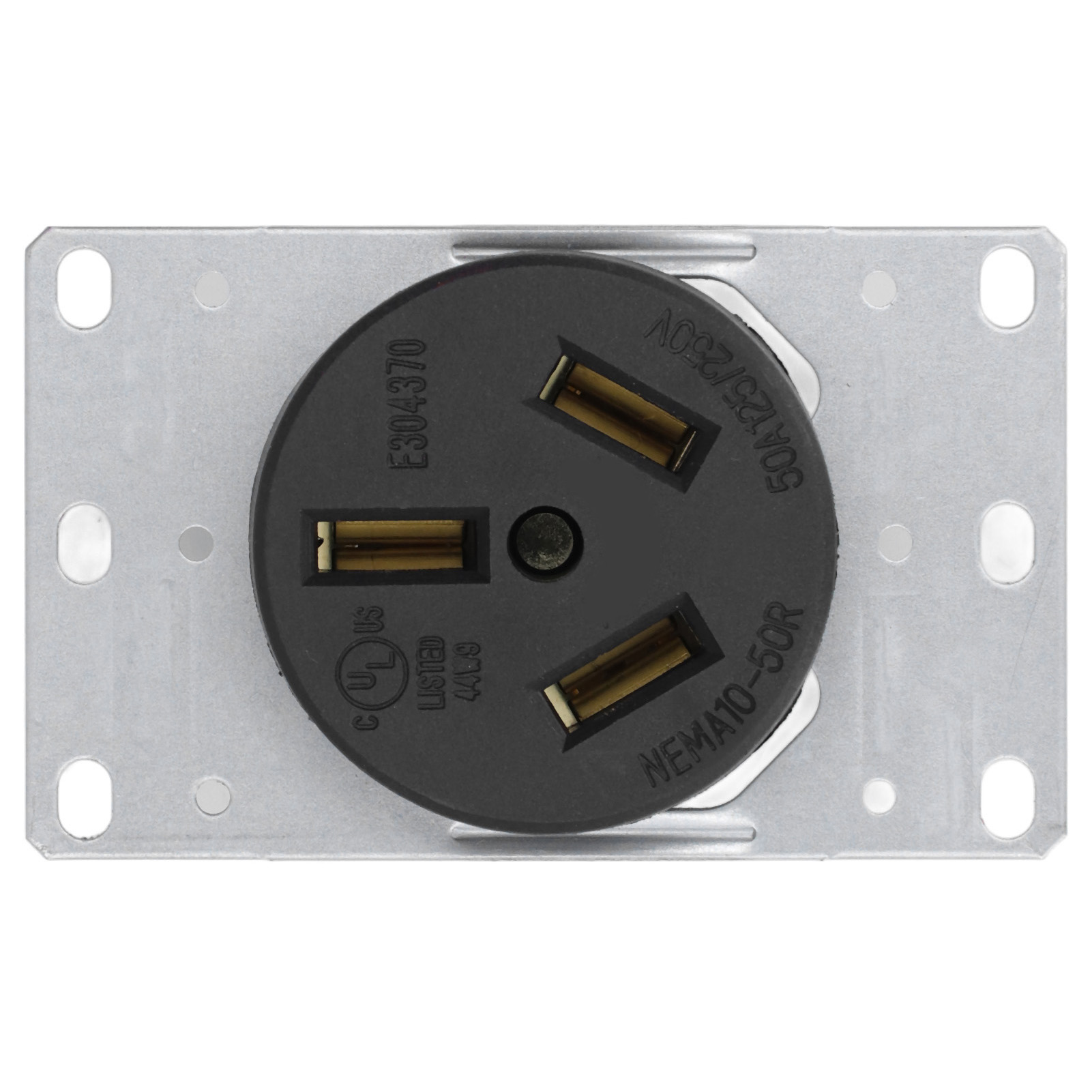 50A 125V 250V NEMA 10-50R Receptacle Outlet With Brass Contacts PA66 Plastic - Picture 22 of 22