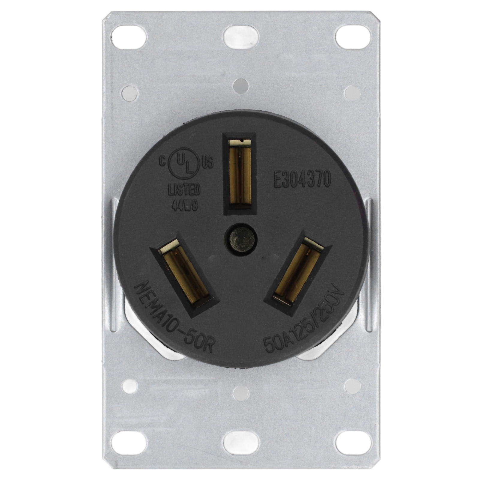 50A 125V 250V NEMA 10-50R Receptacle Outlet With Brass Contacts PA66 Plastic - Picture 3 of 22
