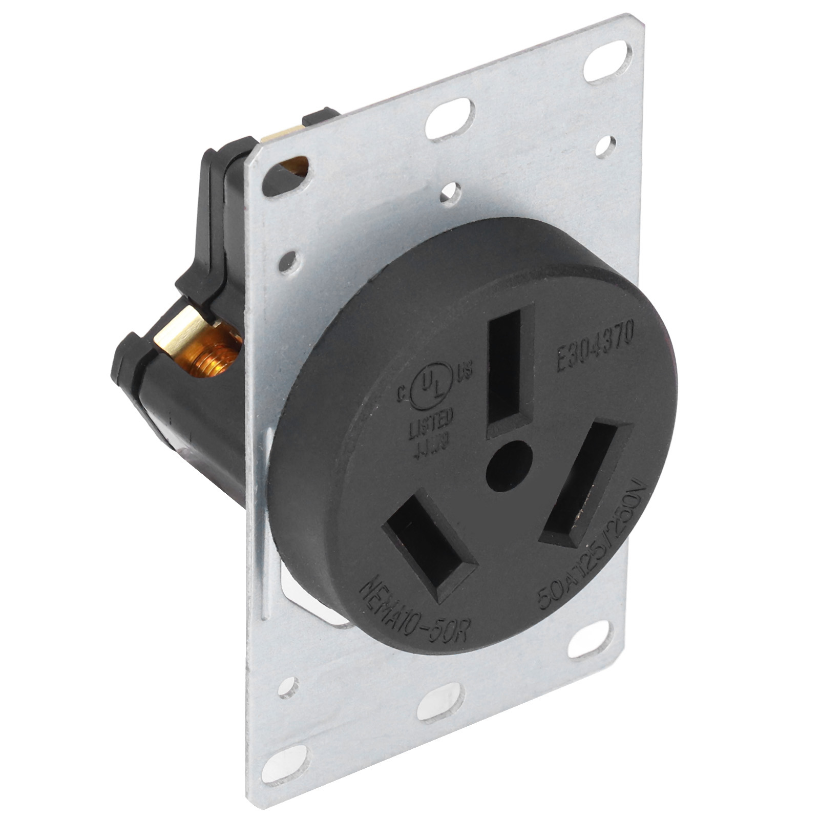 50A 125V 250V NEMA 10-50R Receptacle Outlet With Brass Contacts PA66 Plastic - Picture 12 of 22