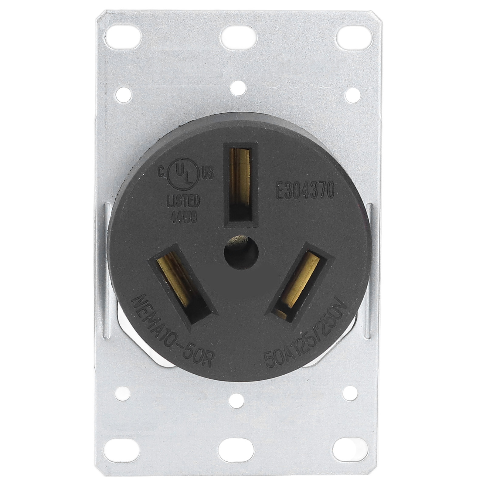 50A 125V 250V NEMA 10-50R Receptacle Outlet With Brass Contacts PA66 Plastic - Picture 17 of 22