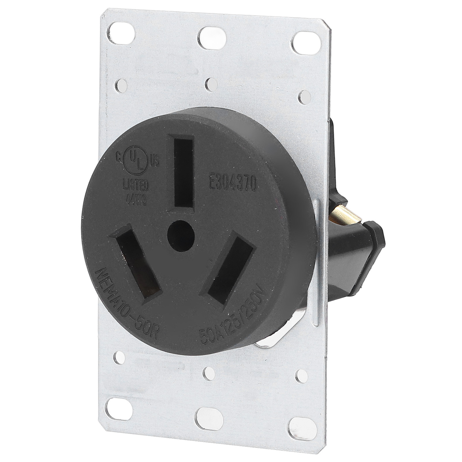 50A 125V 250V NEMA 10-50R Receptacle Outlet With Brass Contacts PA66 Plastic - Picture 13 of 22