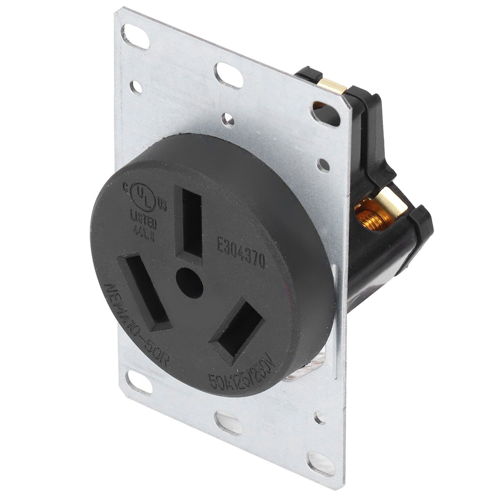 50A 125V 250V NEMA 10-50R Receptacle Outlet With Brass Contacts PA66 Plastic - Picture 2 of 22