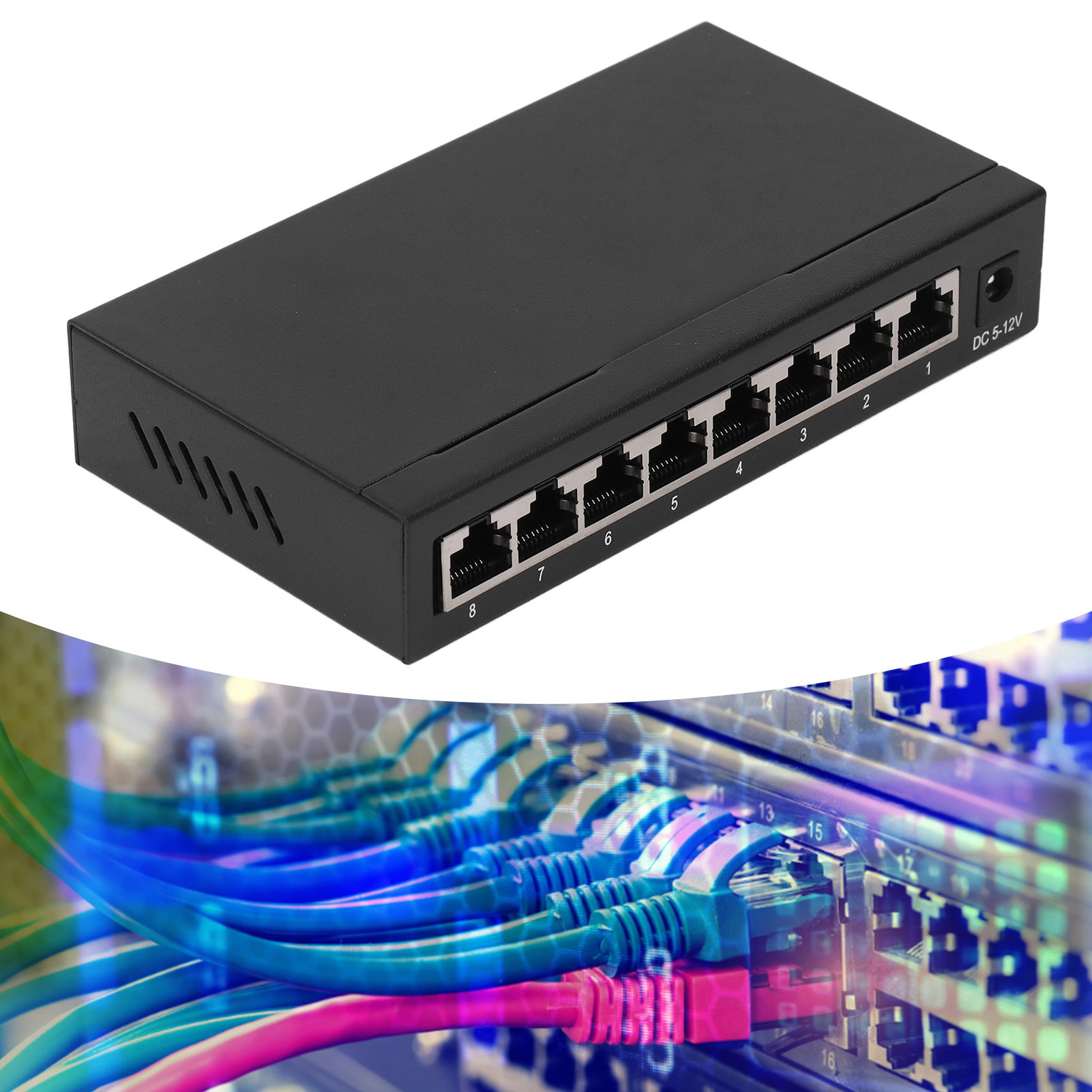 Commutateur Ethernet Adaptatif 8 Ports Répartiteur Réseau Plug And Play Prise - Zdjęcie 15 z 18