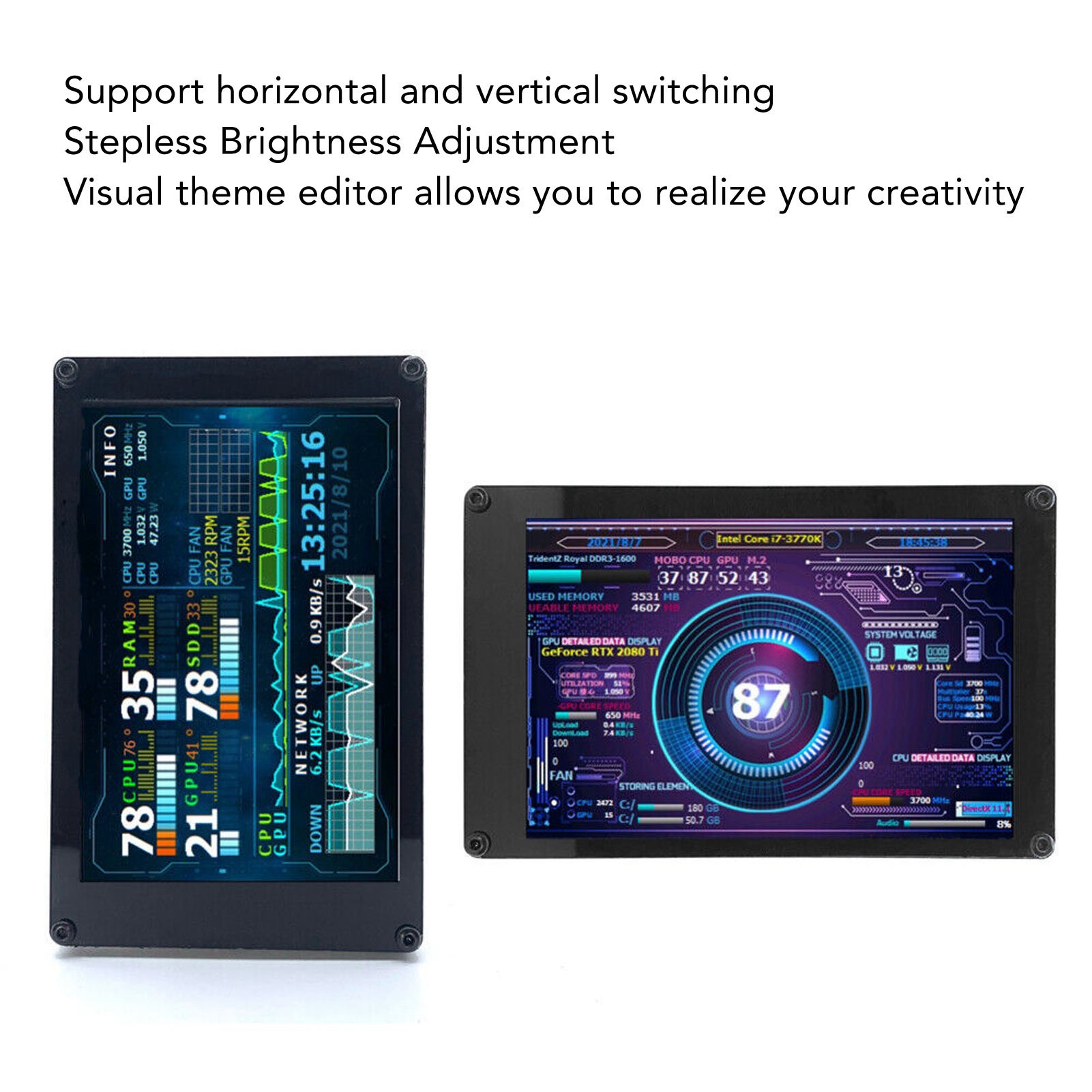 USB Mini Screen Brightness 3.5in IPS Computer Temp CPU RAM Monitor For - Picture 28 of 28