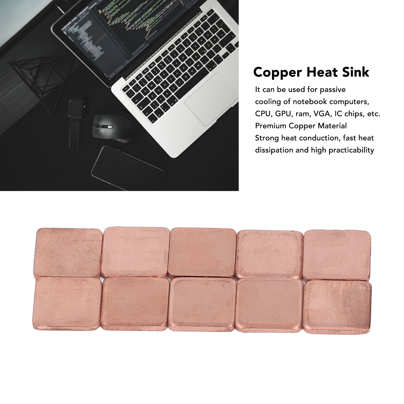 Lot De 20 Cales De Dissipateur Thermique En Cuivre 15 X 15 Mm Pour Processeur Gr - Zdjęcie 14 z 18