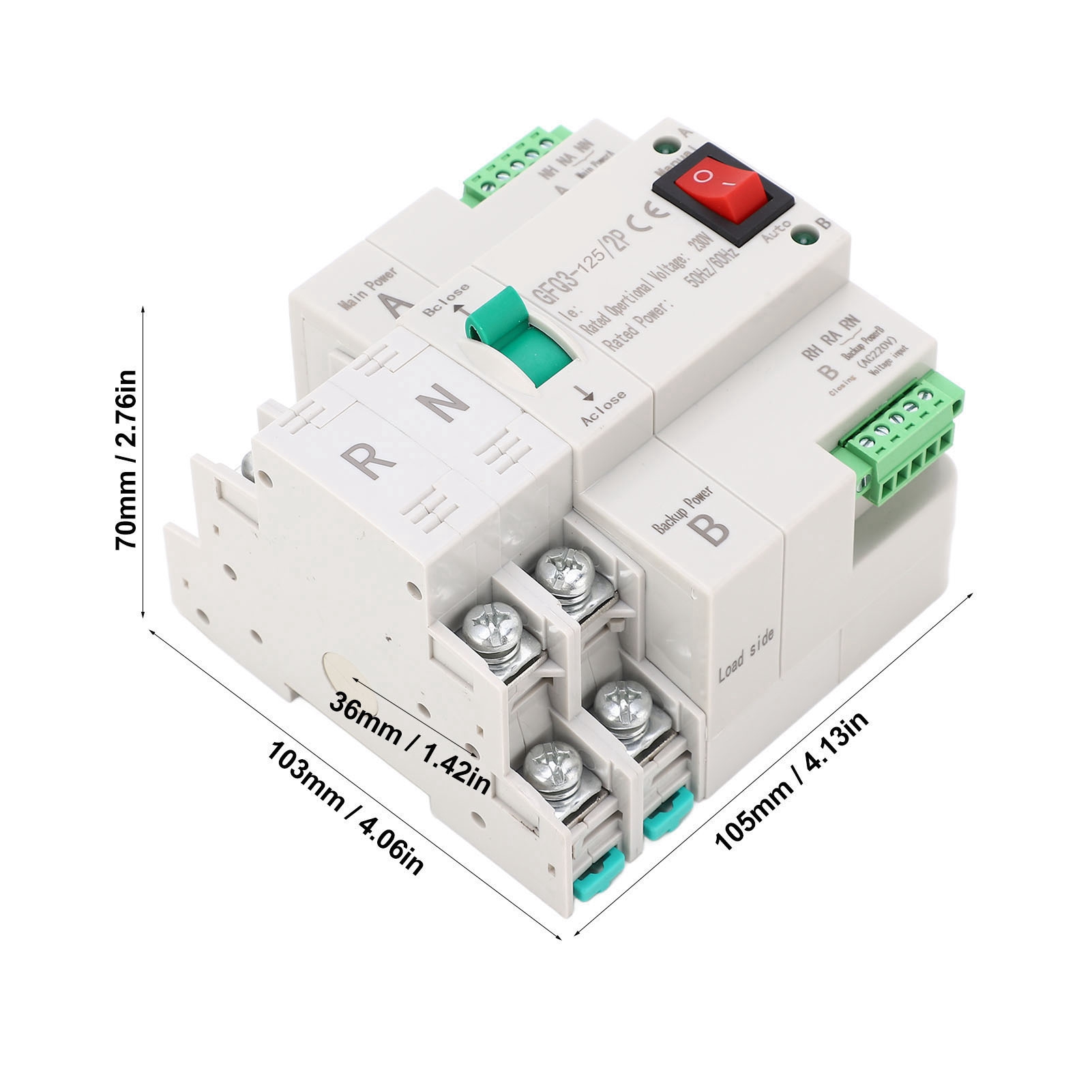 Dual Power Automatic Transfer Switch 2P Fast Switching PC AC 230V For Home