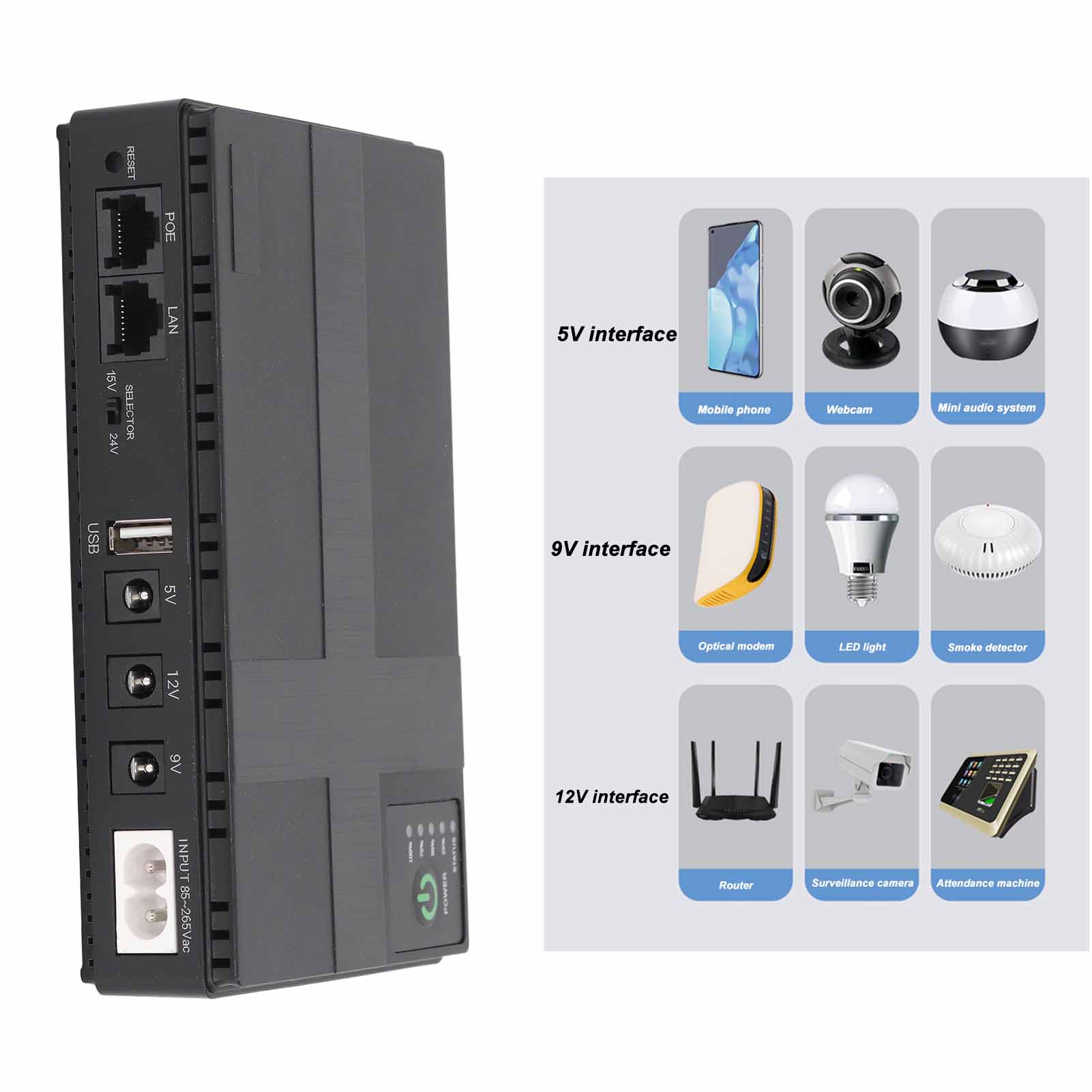 UPS Battery Backup 10400mAh 5V 9V 12V 2A POE 15V 24V 1A Output Power Supply♡ - Photo 13/18