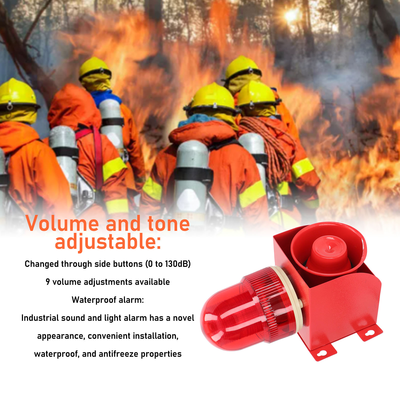 Industrial Siren Alarm Volume Adjustable Waterproof Strong Bright Wall Moun - Picture 25 of 33