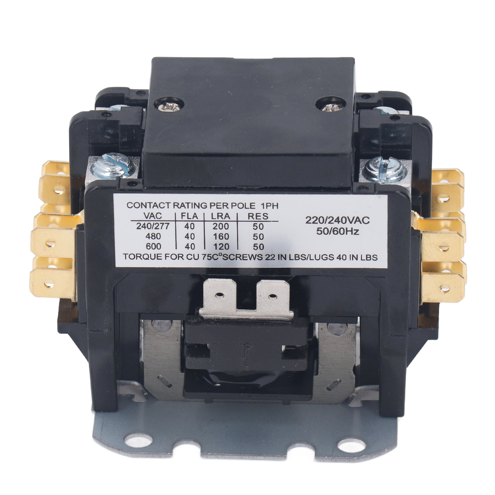 Air Conditioner Contactor 40 Amp 2 Pole Silver Alloy Contact Copper Coil
