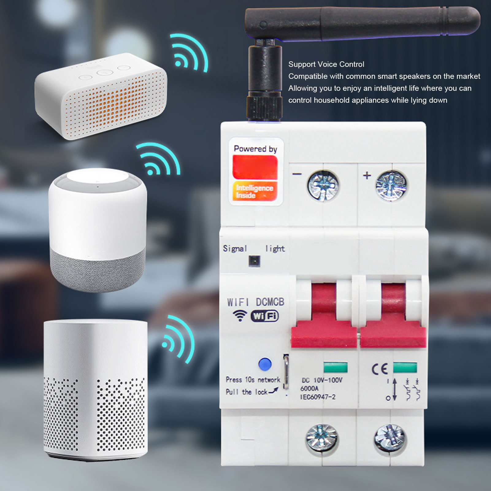 Disyuntor WiFi inteligente 2P para bloqueo de seguridad en el hogar control de aplicación de voz DC10‐100V - Imagen 15 de 18