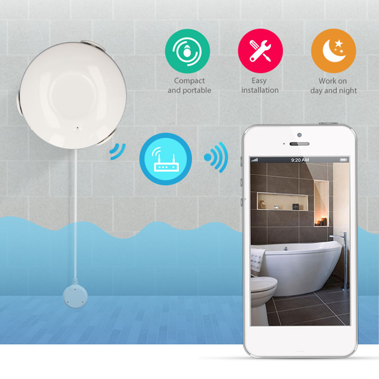 Smart Home Water Sensor Wireless Automatic Water Leak Detector For Kitchen Home