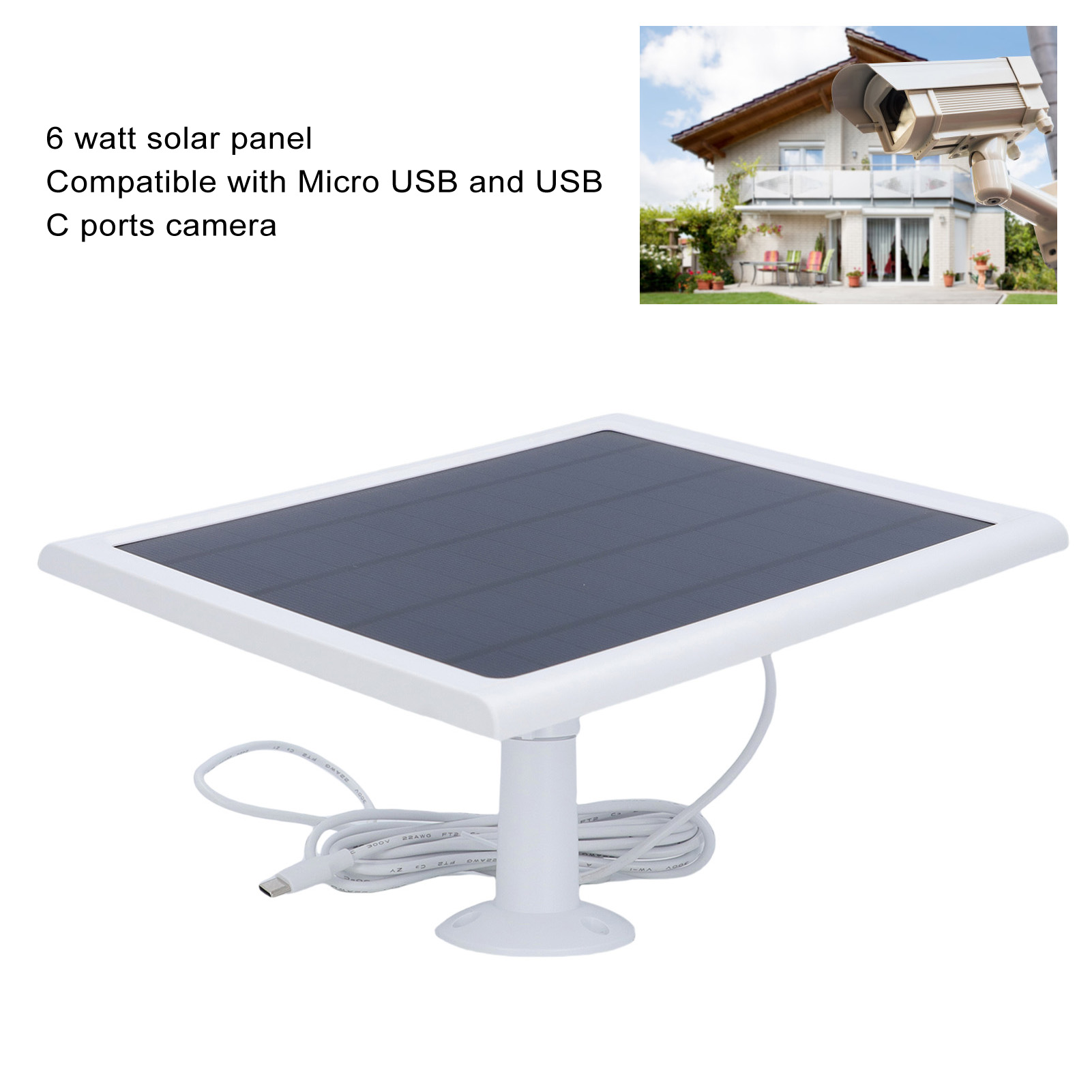 6W Solar Panel Charger Fit For Camera 360 Degree Adjustable Mounting IP66