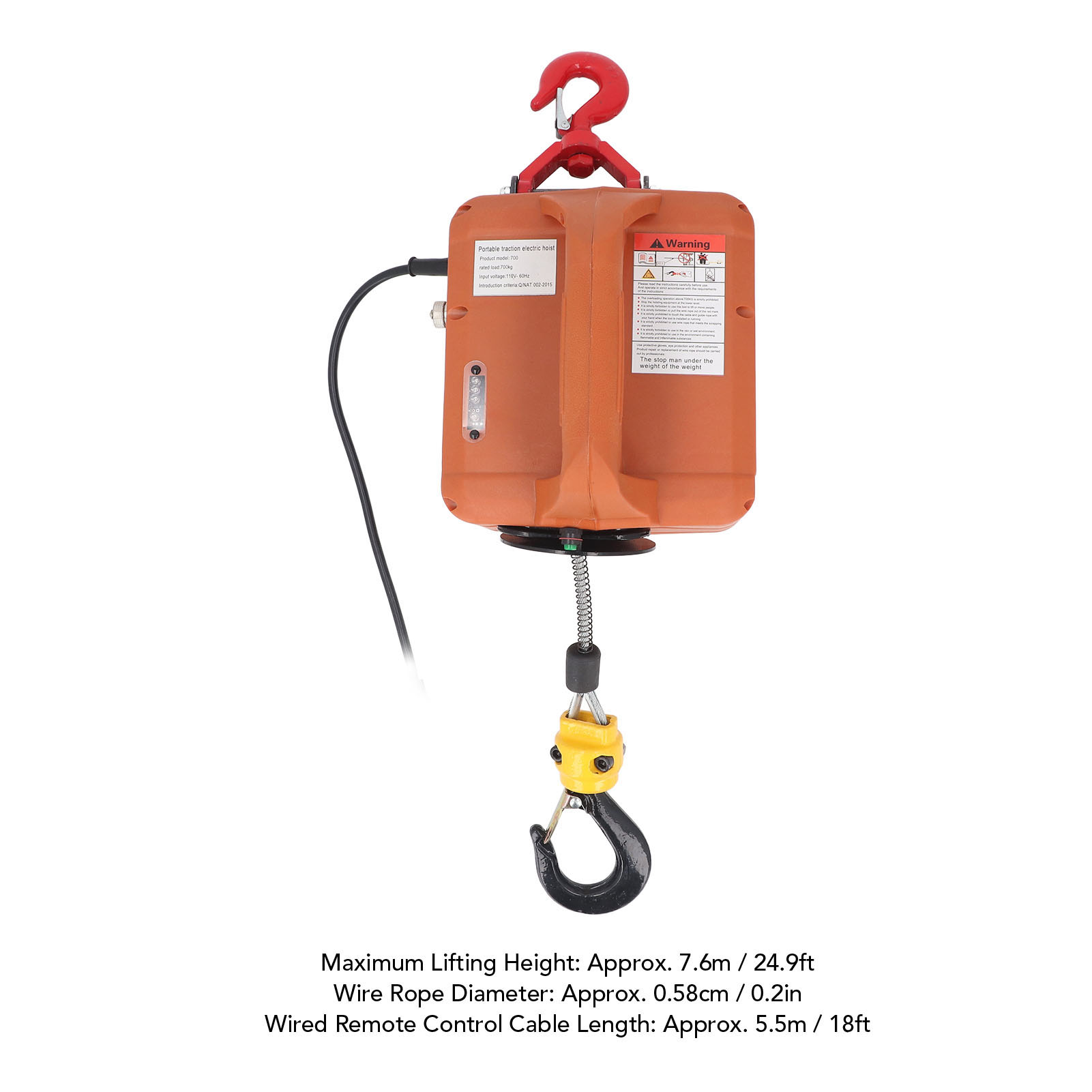 Polipasto eléctrico cabrestante 1500W elevación elevación tracción 1100LB carga 7,6M altura - Imagen 28 de 30