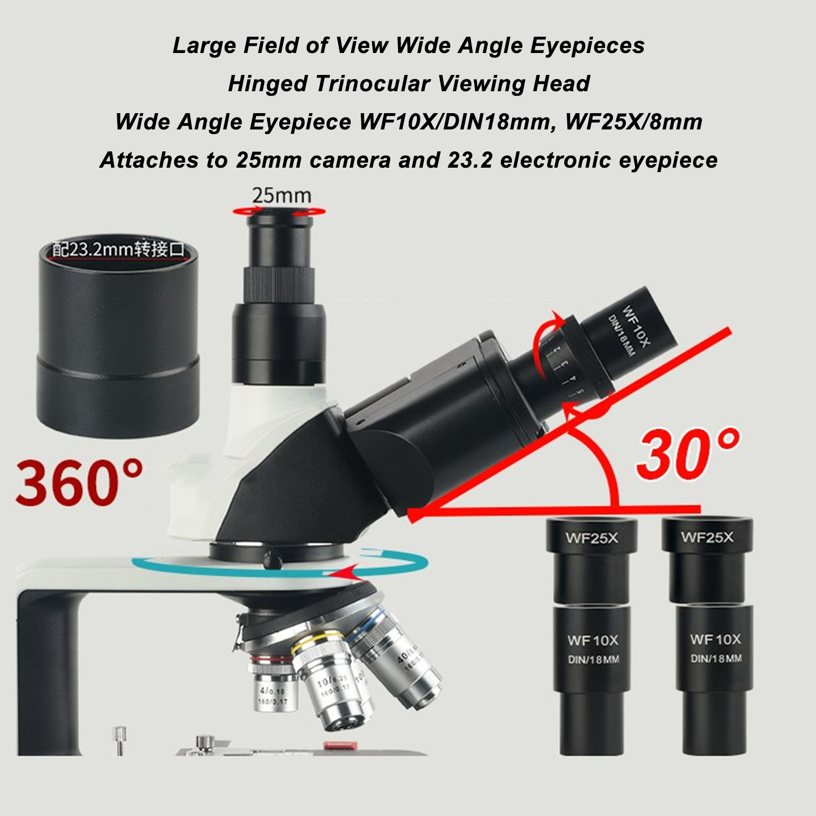 Compound Trinocular Microscope 40X To 2500X Magnification Laboratory LED Microsc - Bild 29 von 29