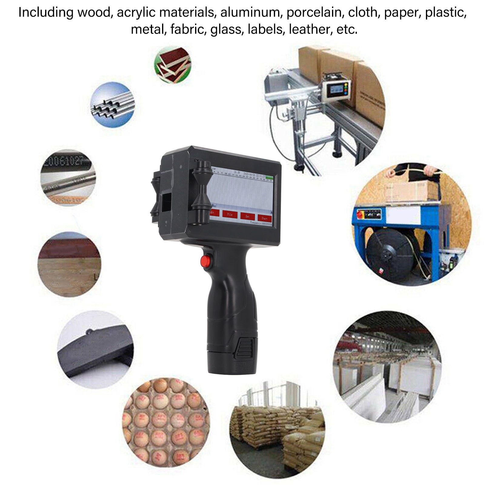 Handheld Inkjet Printer 4.3in Touchscreen 600dpi 12.7mm Printing Height