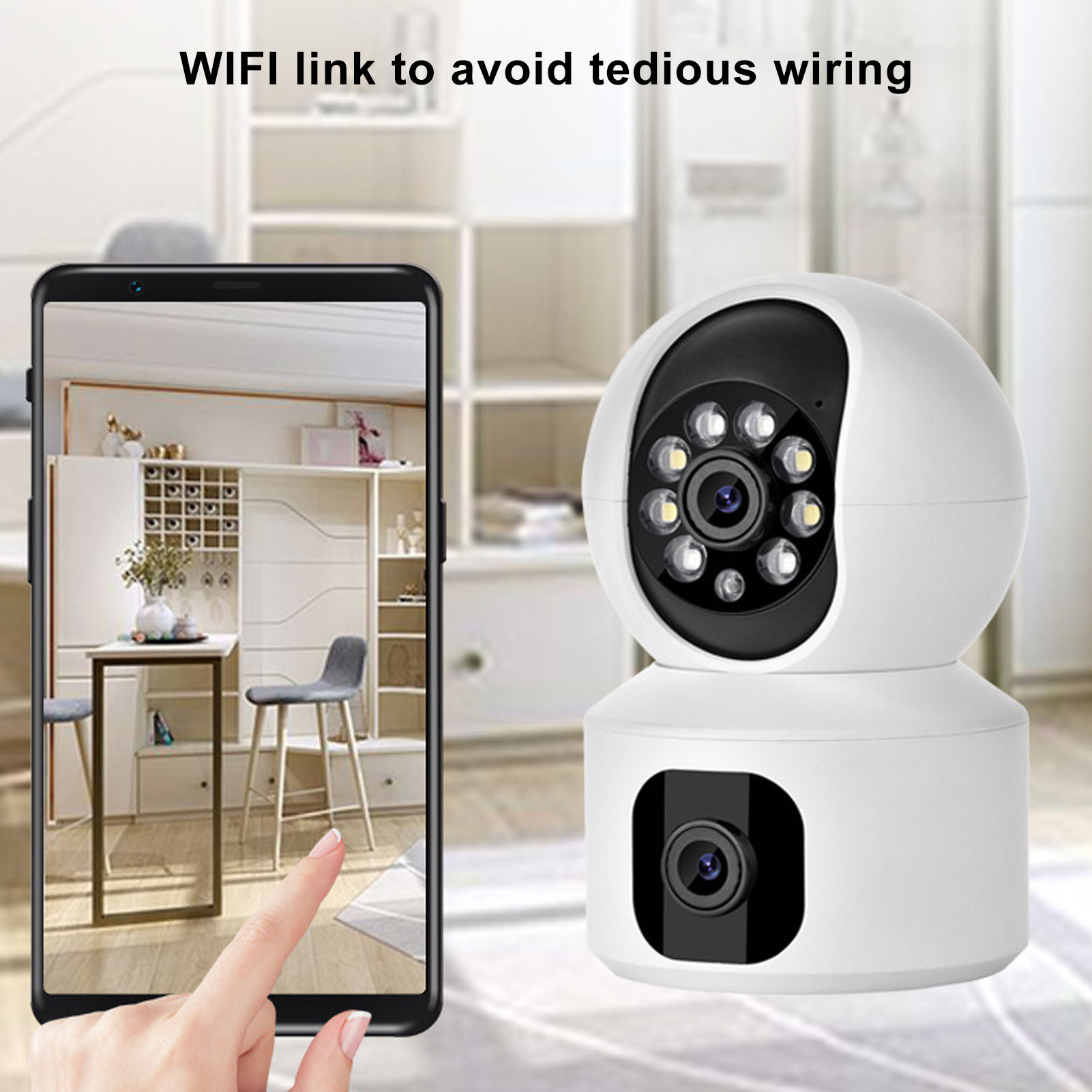 Binocular Surveillance Camera Smart WiFi Indoor Wireless Camera 100 To 240V♡ - Afbeelding 18 van 18